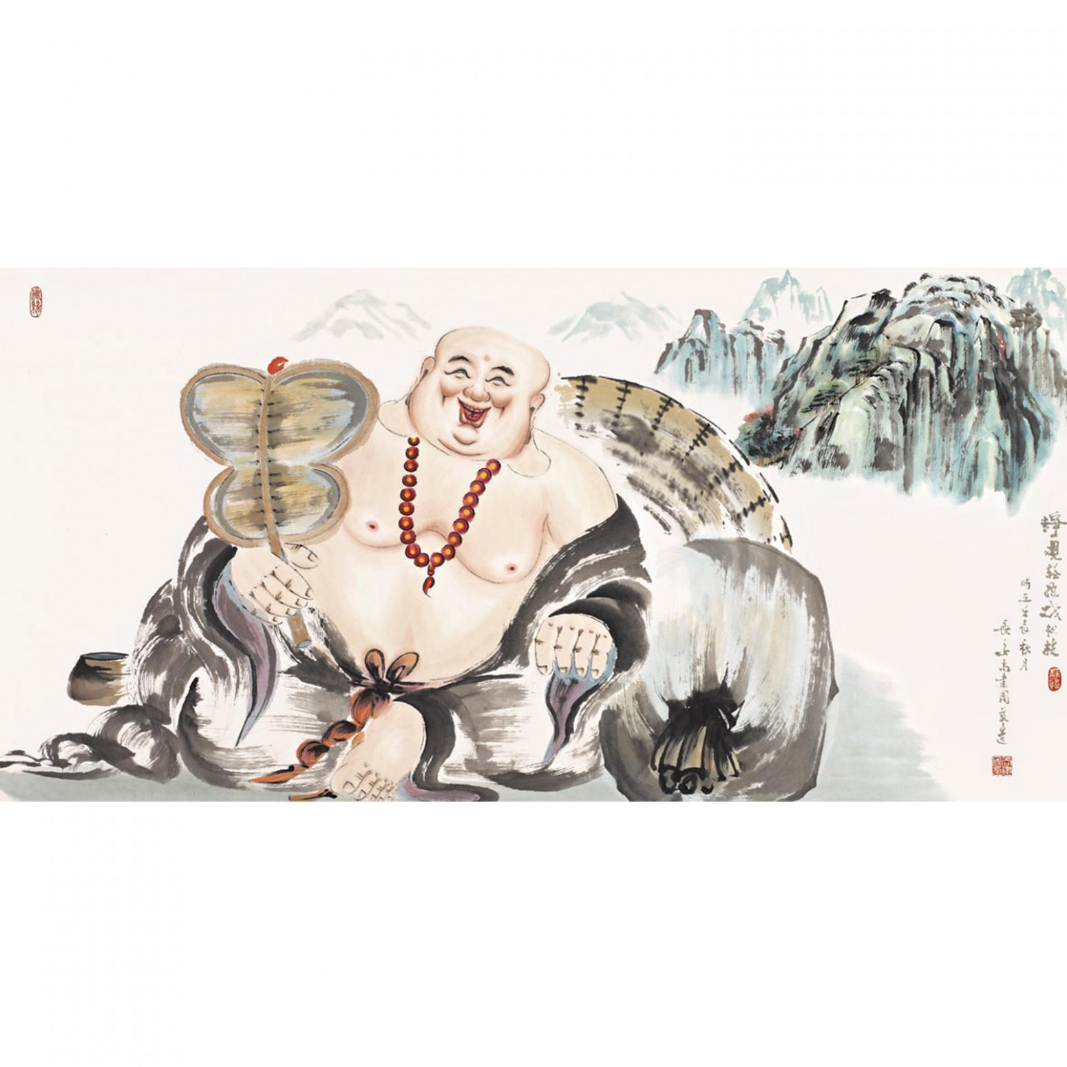 尚建国国画作品《【大自在弥勒佛35】作者尚建国》