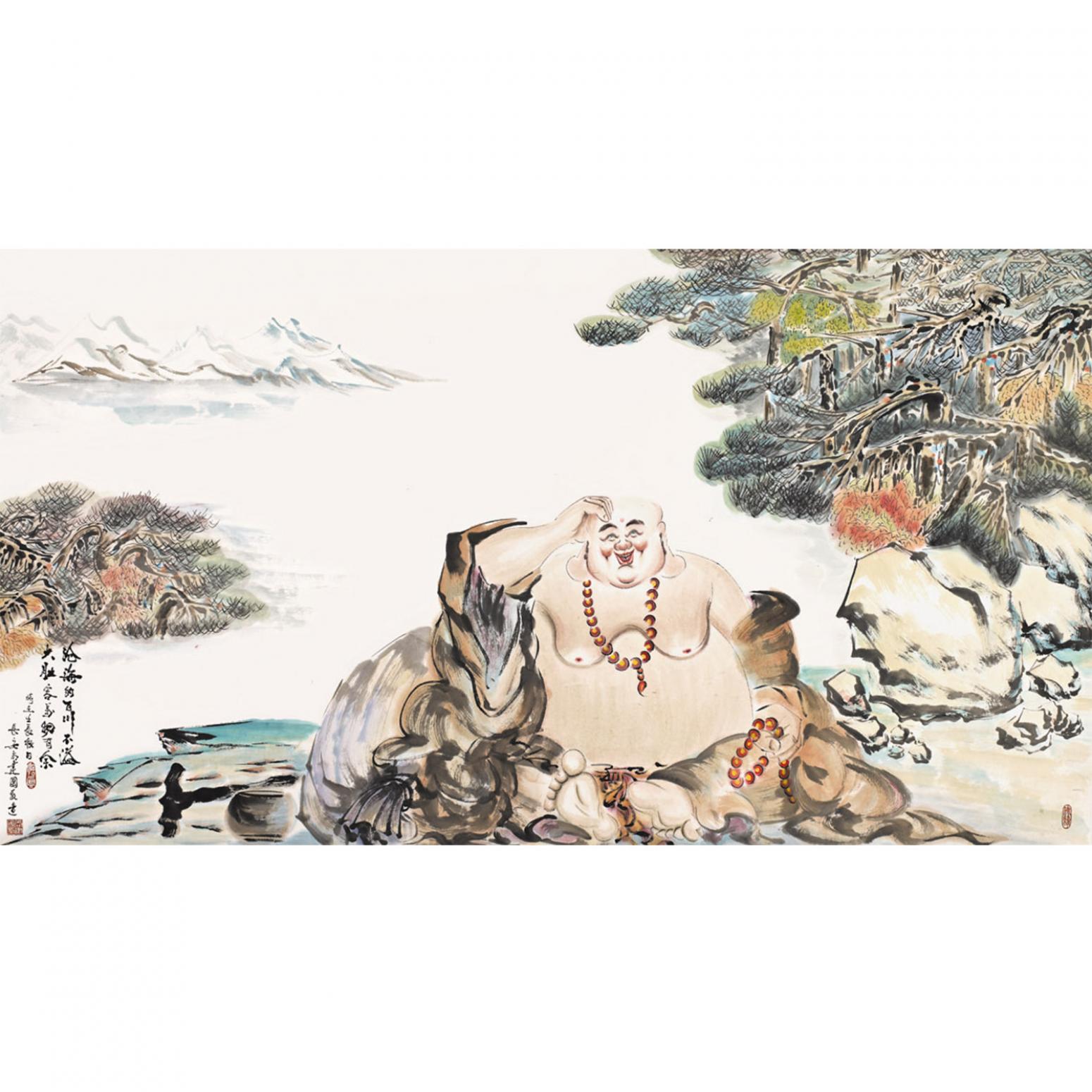 尚建国国画作品《【大自在弥勒佛39】作者尚建国》