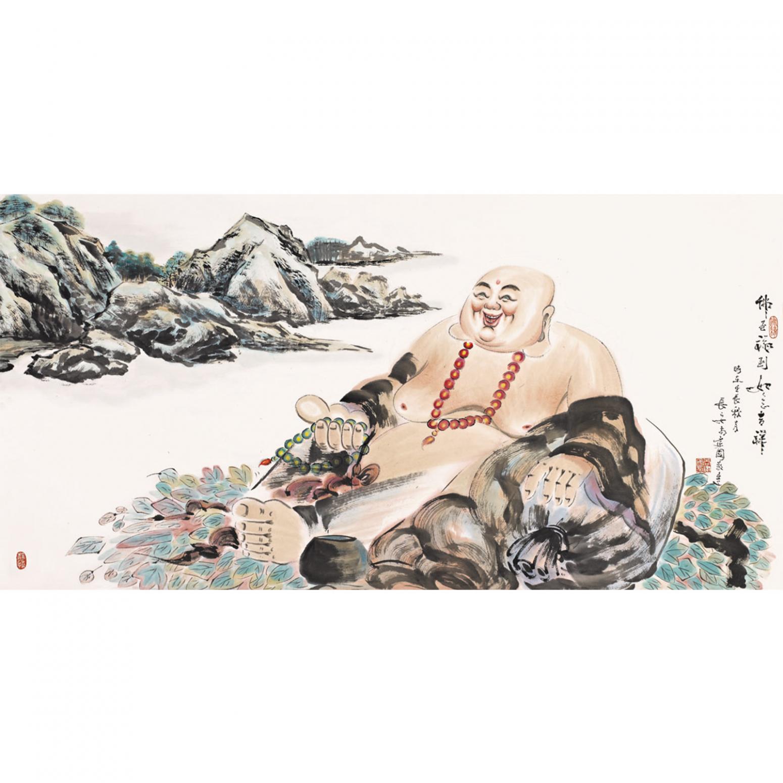 尚建国国画作品《【大自在弥勒佛43】作者尚建国》