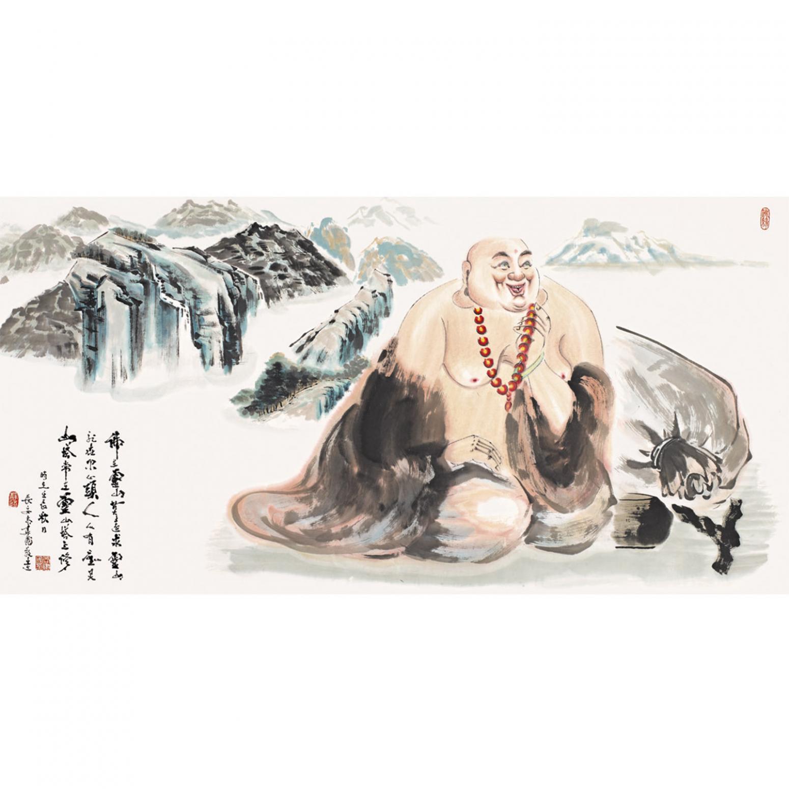 尚建国国画作品《【大自在弥勒佛44】作者尚建国》