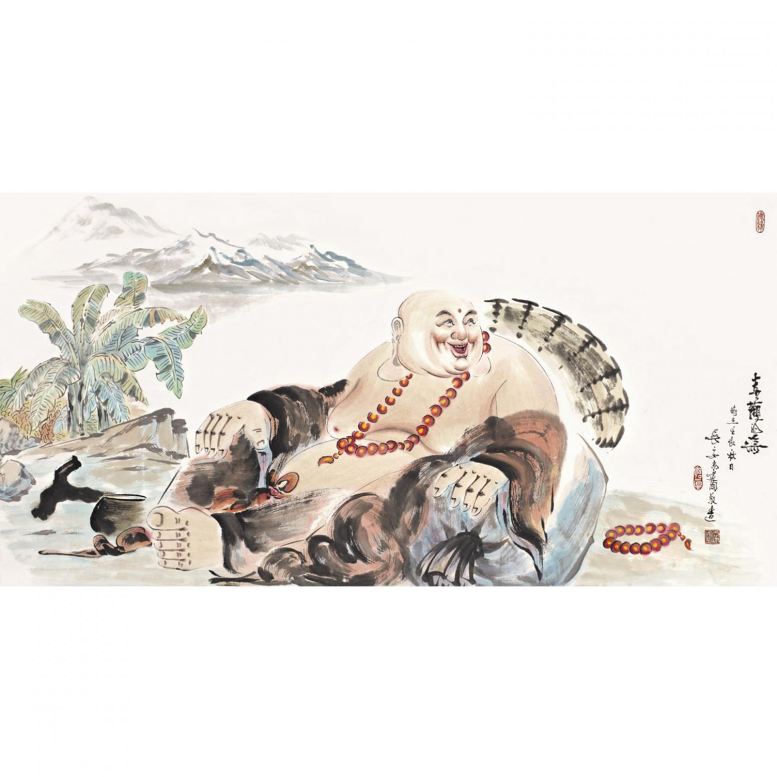 尚建国国画作品《【大自在弥勒佛46】作者尚建国》