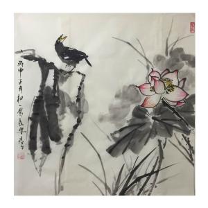 艺术品图片：艺术家田君才国画作品名称《【啼莲】作者田君才》价格4800.00 元