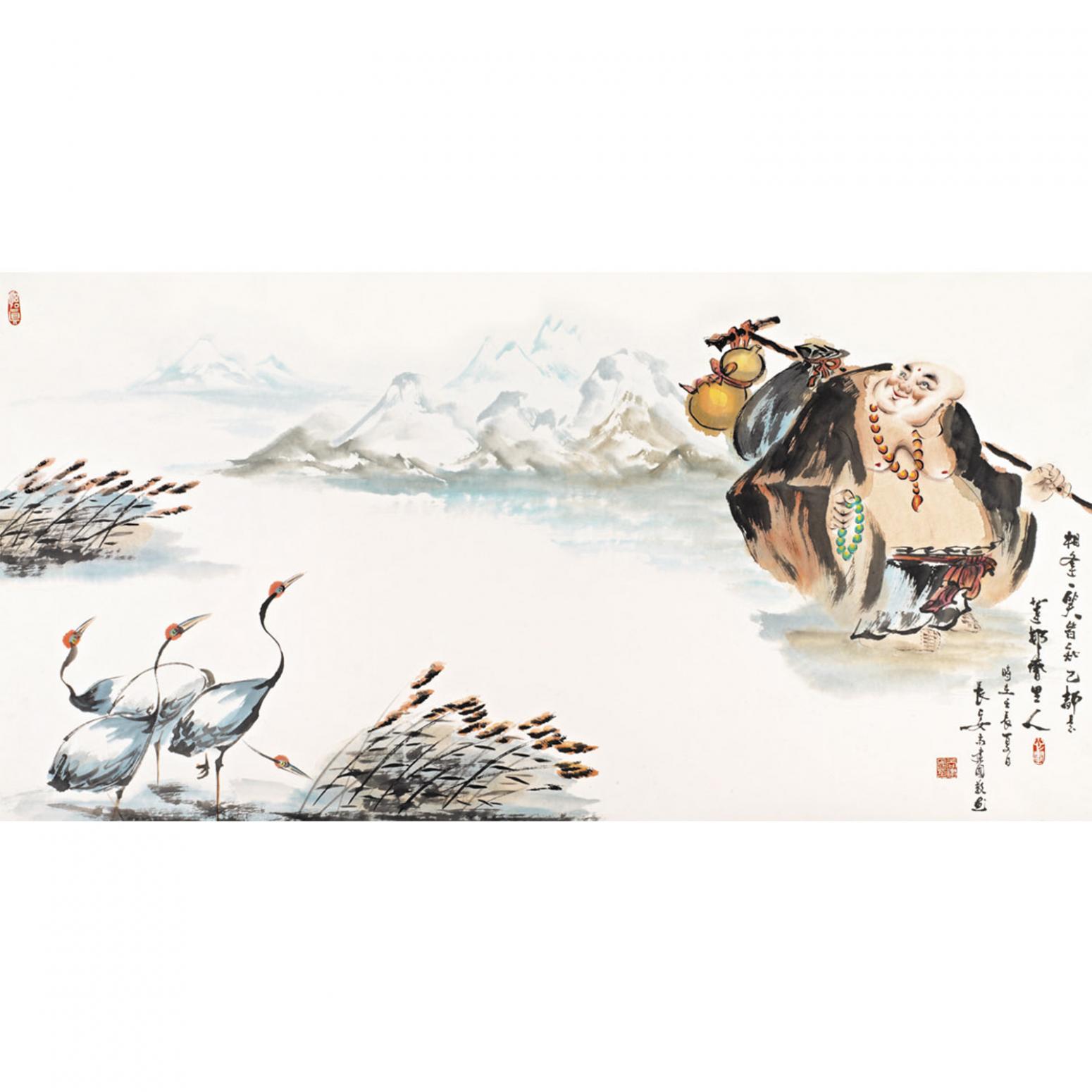 尚建国国画作品《【大自在弥勒佛55】作者尚建国》