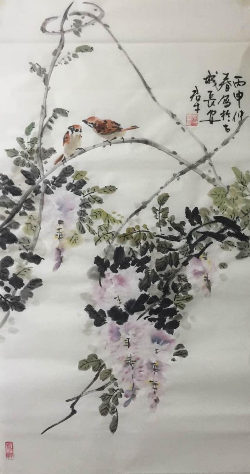 田君才国画作品《【春鸟常啼】作者田君才》【图0】