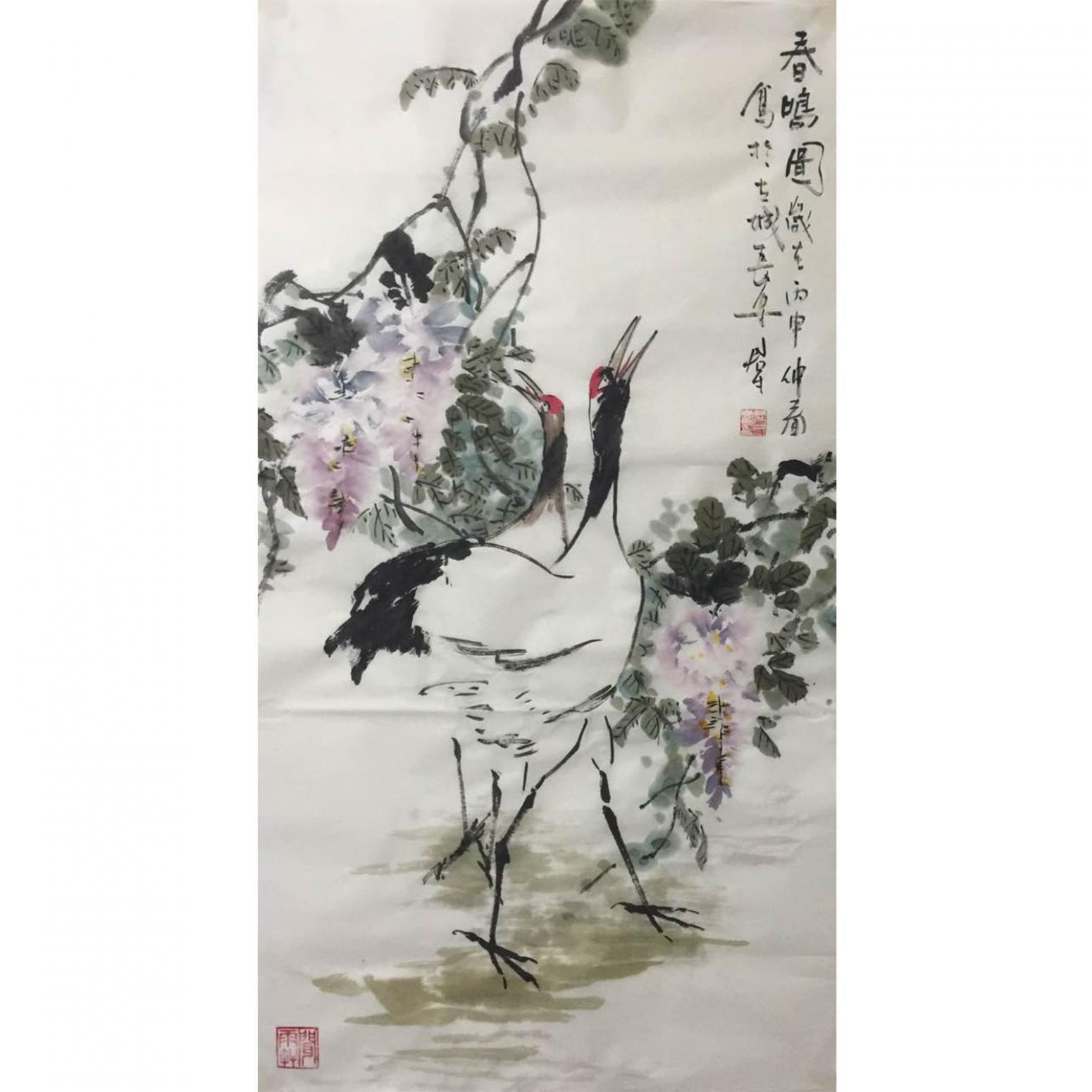 田君才国画作品《【春鸣图】作者田君才》