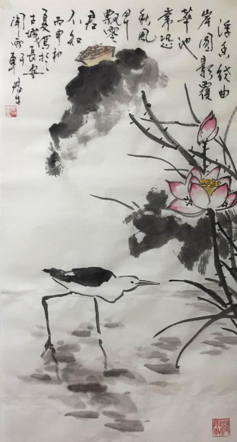 田君才国画作品《【荷塘春色】作者田君才》【图0】