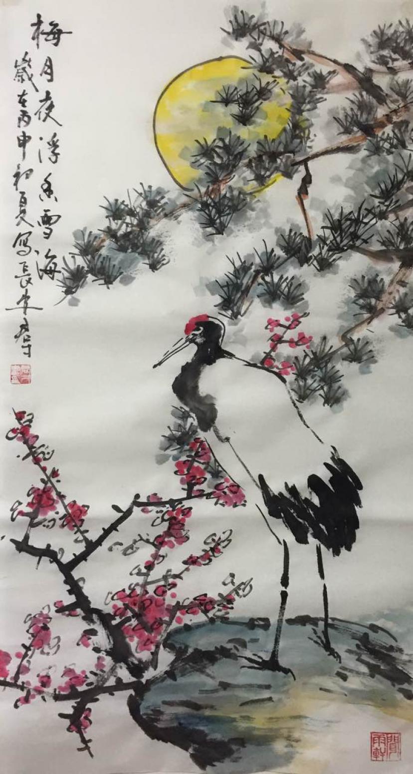 田君才国画作品《【梅月夜】作者田君才》【图0】