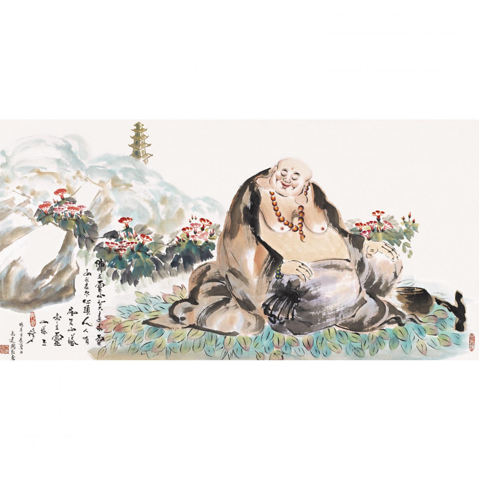 尚建国国画作品《【大自在弥勒佛61】作者尚建国》