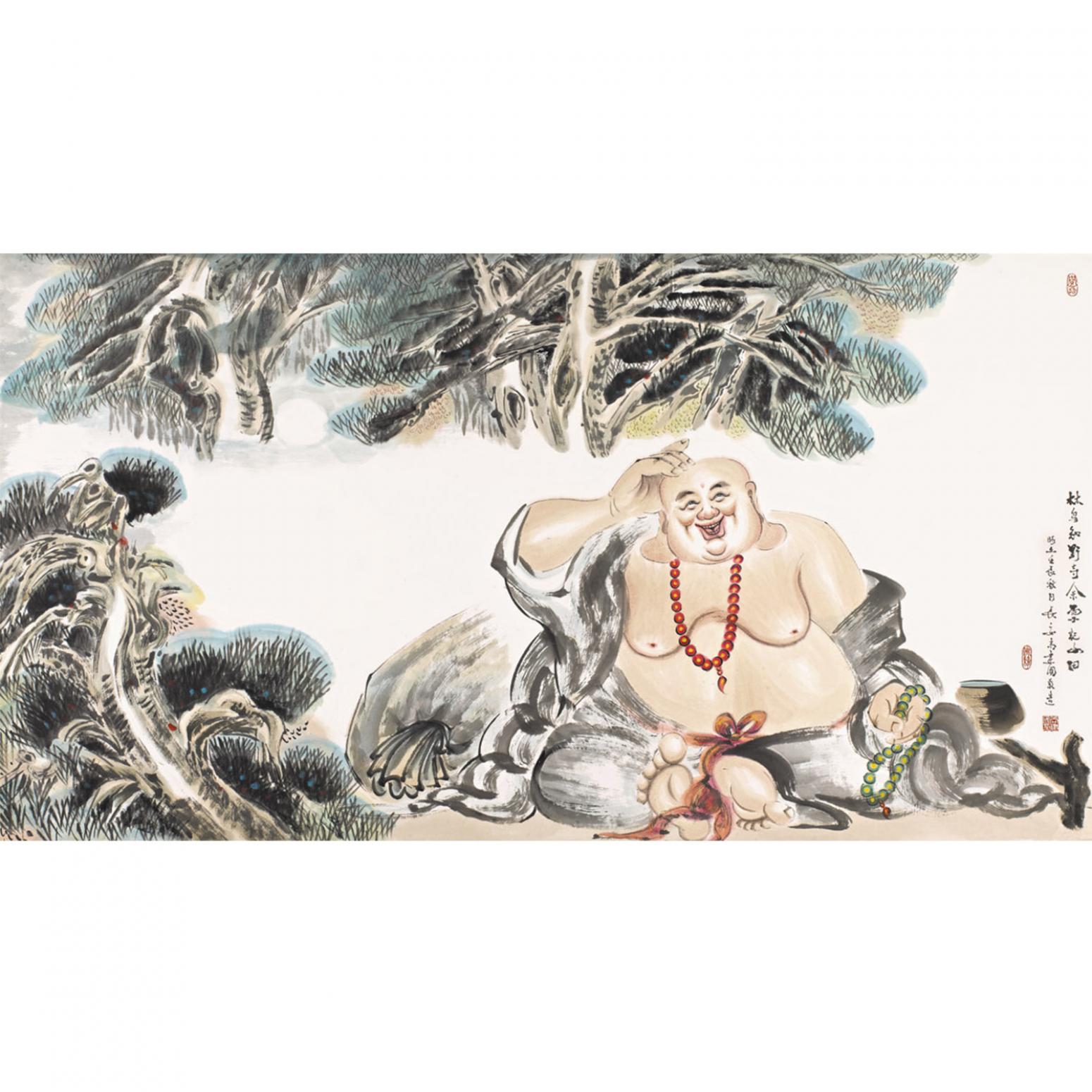 尚建国国画作品《【大自在弥勒佛64】作者尚建国》