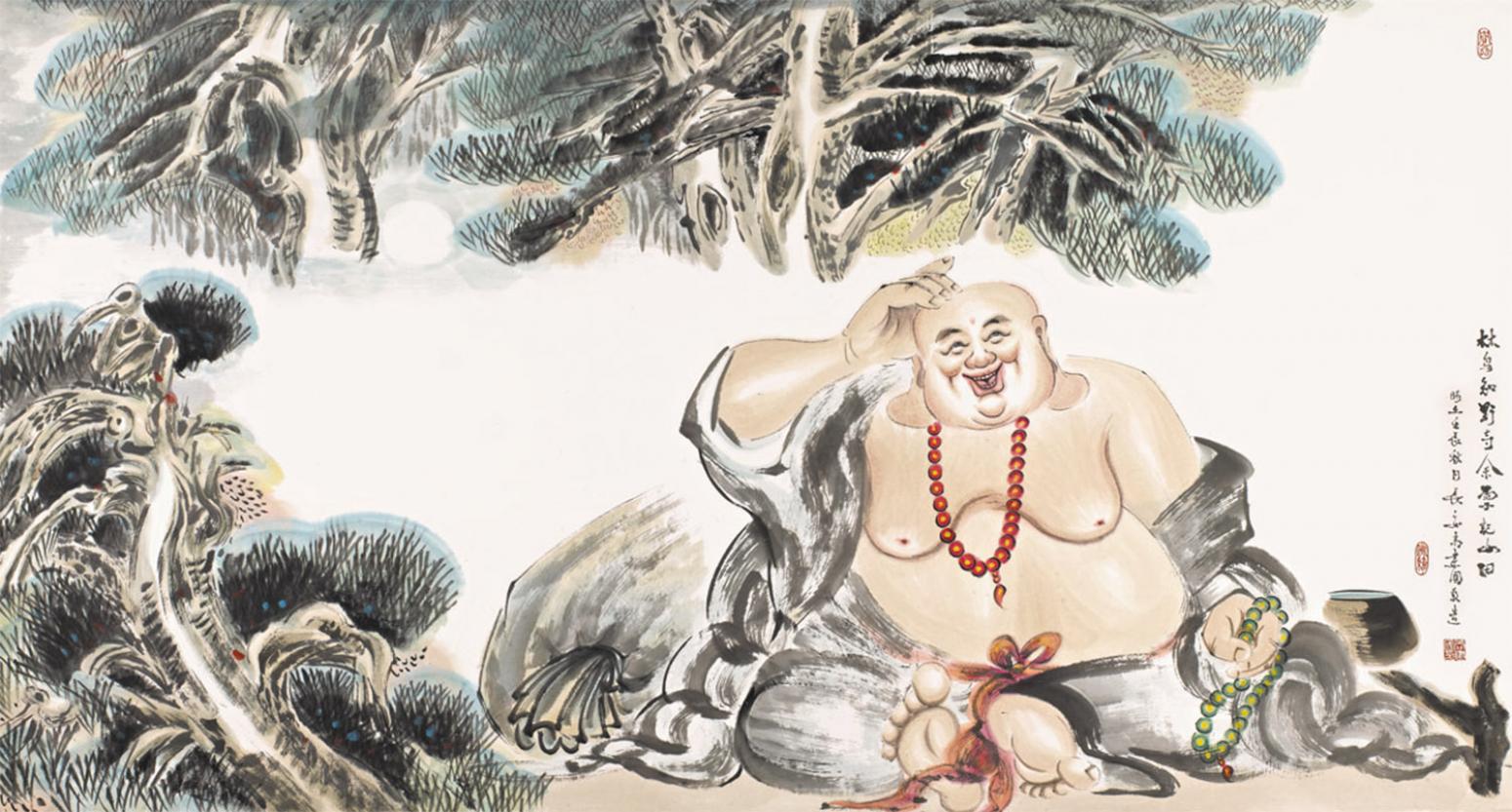 尚建国国画作品《【大自在弥勒佛64】作者尚建国》【图0】