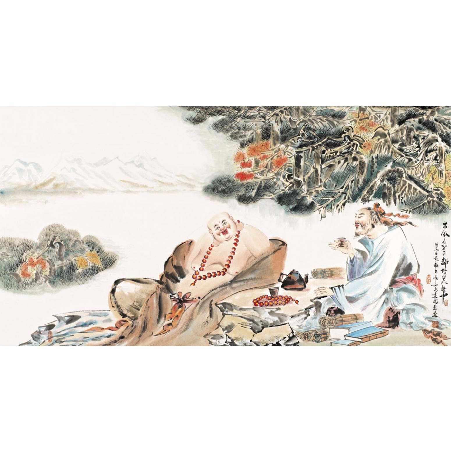 尚建国国画作品《【大自在弥勒佛66】作者尚建国》