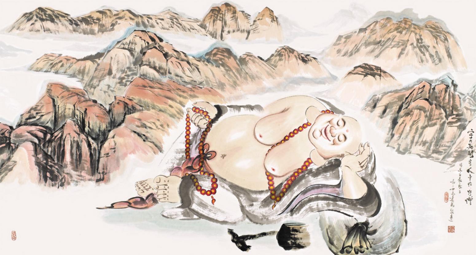 尚建国国画作品《【大自在弥勒佛67】作者尚建国》【图0】