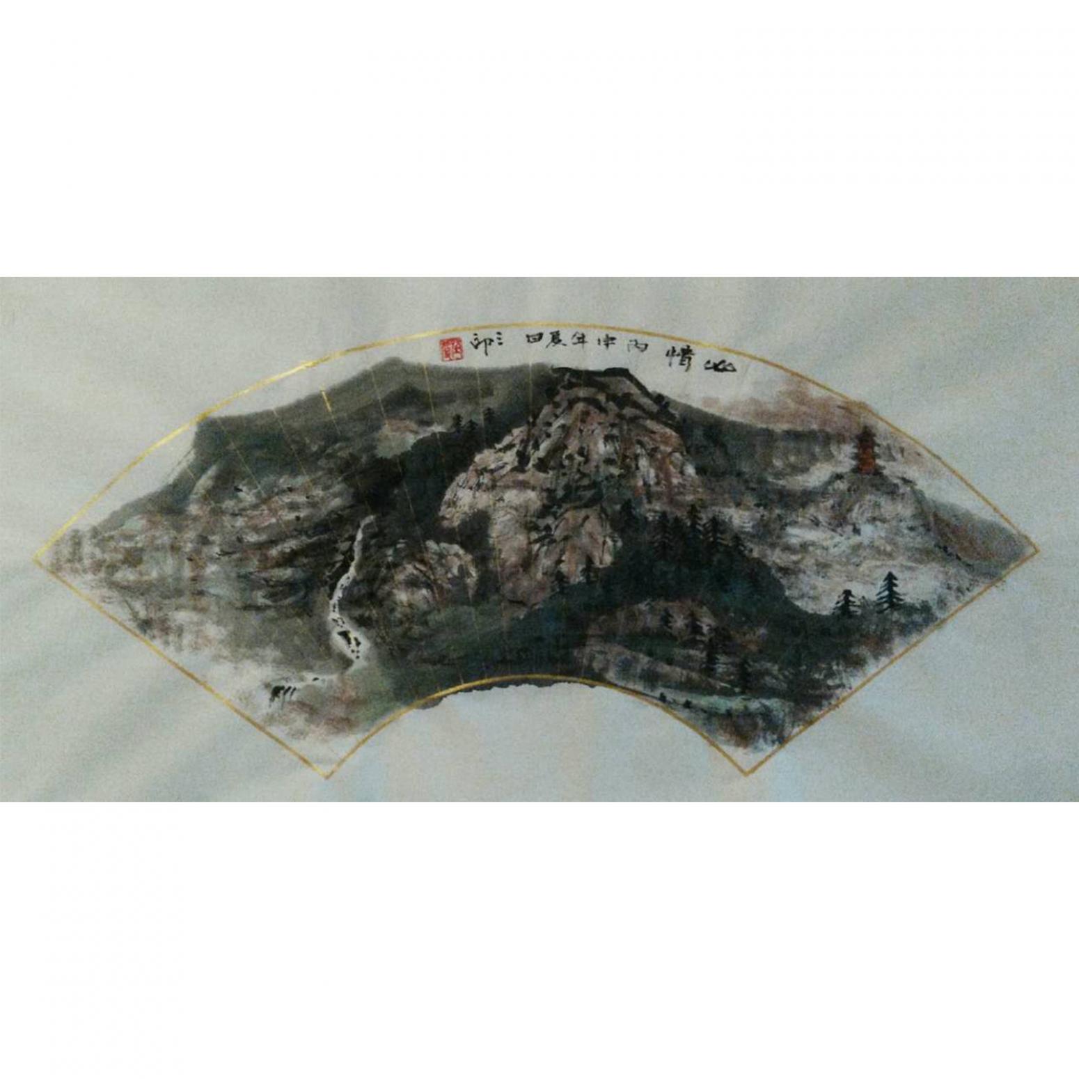 曾庆杰国画作品《【扇面01】作者曾庆杰》