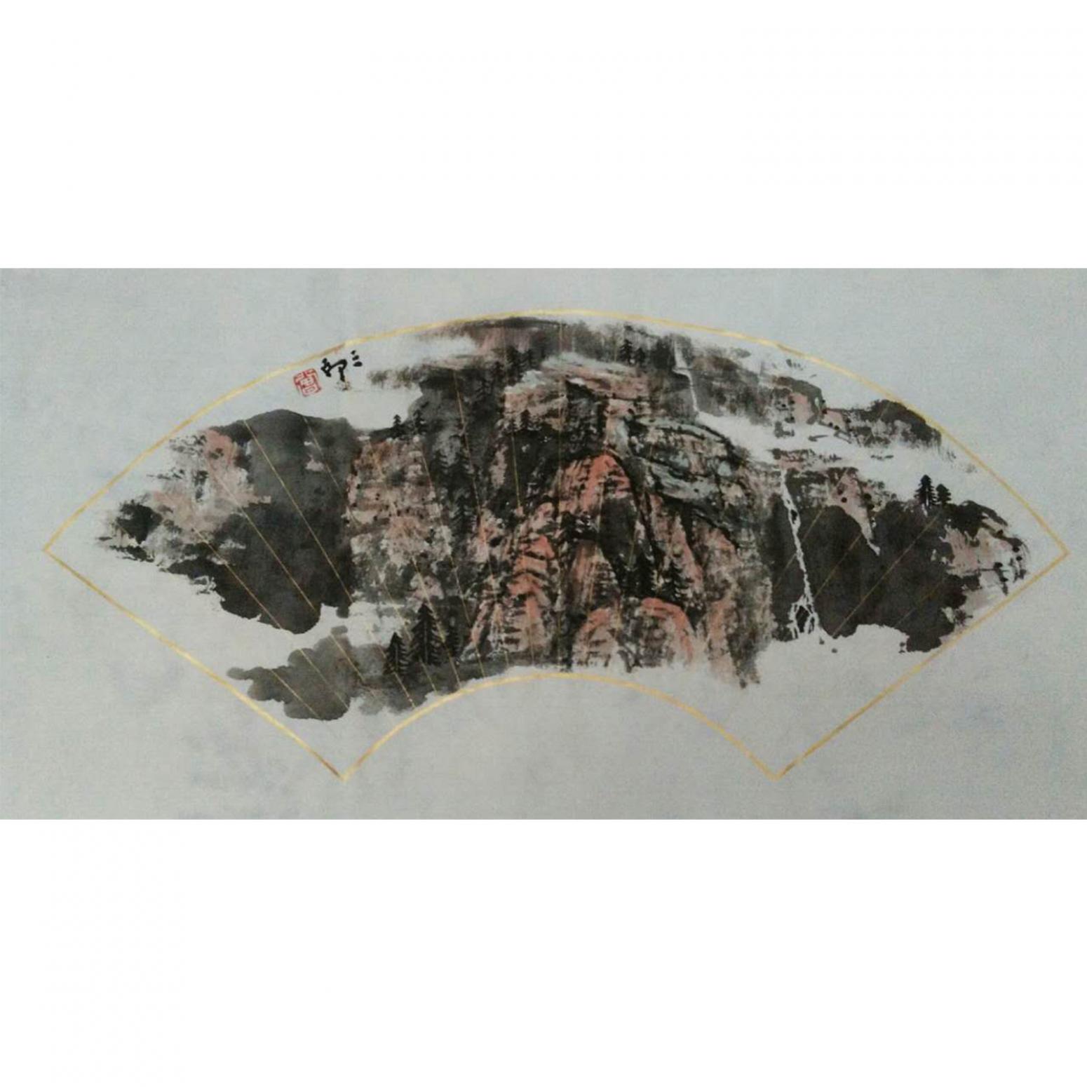 曾庆杰国画作品《【扇面06】作者曾庆杰》