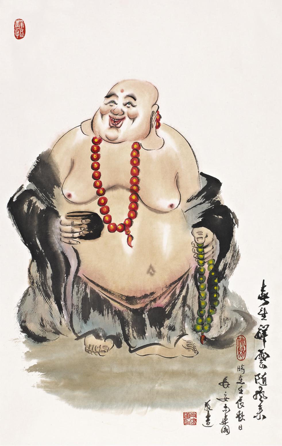 尚建国国画作品《【大自在弥勒佛77】作者尚建国》【图0】