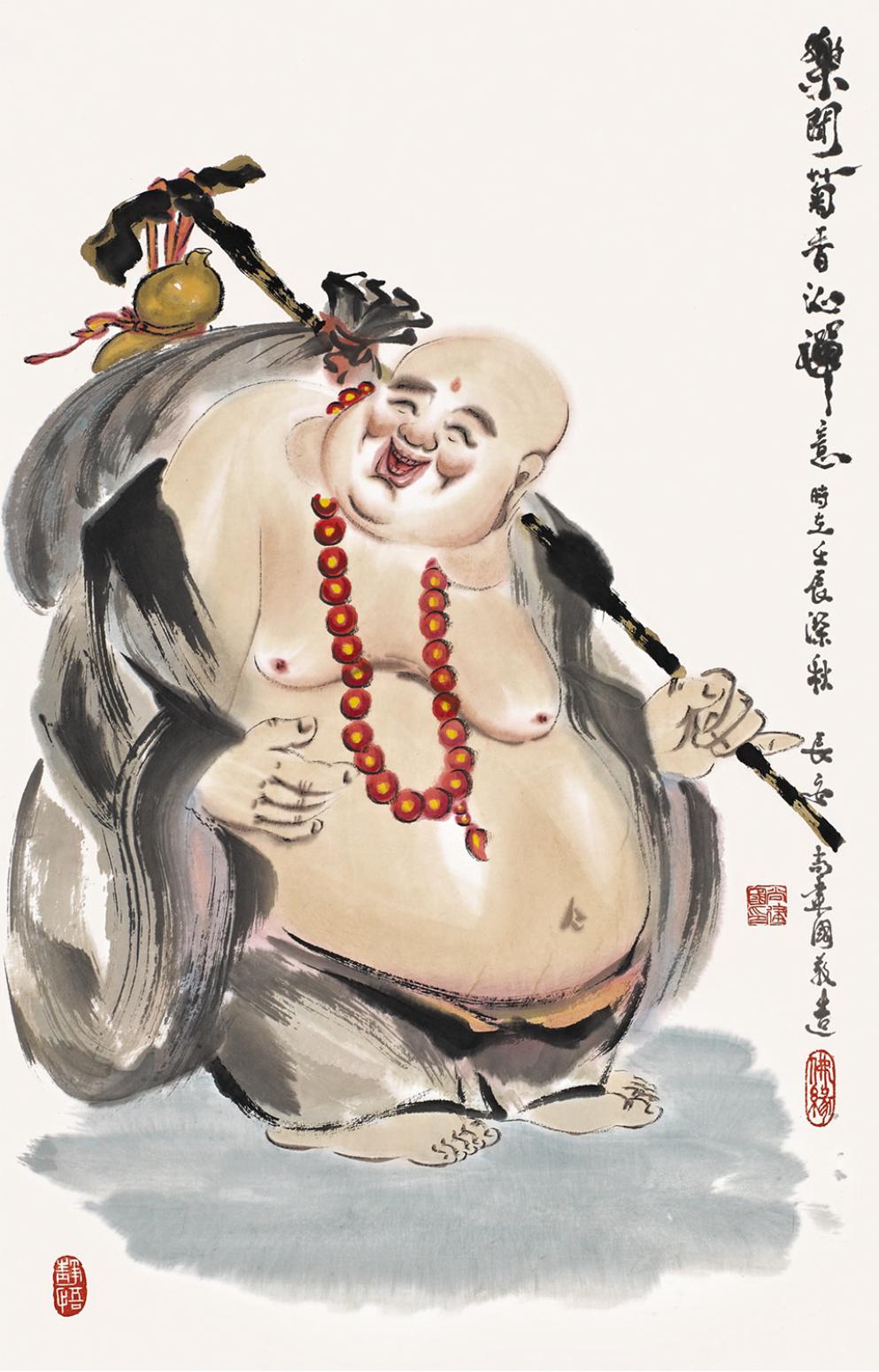 尚建国国画作品《【大自在弥勒佛80】作者尚建国》【图0】