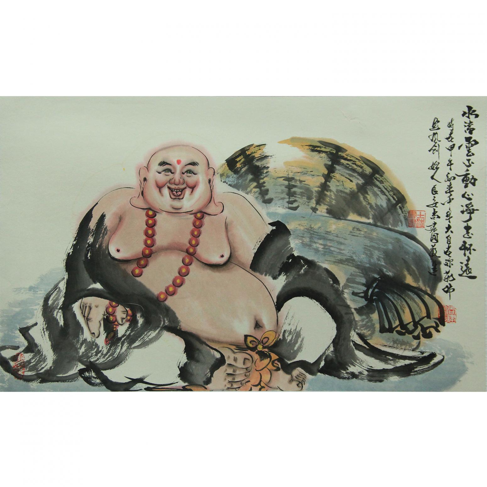 尚建国国画作品《【大自在弥勒佛84】作者尚建国》