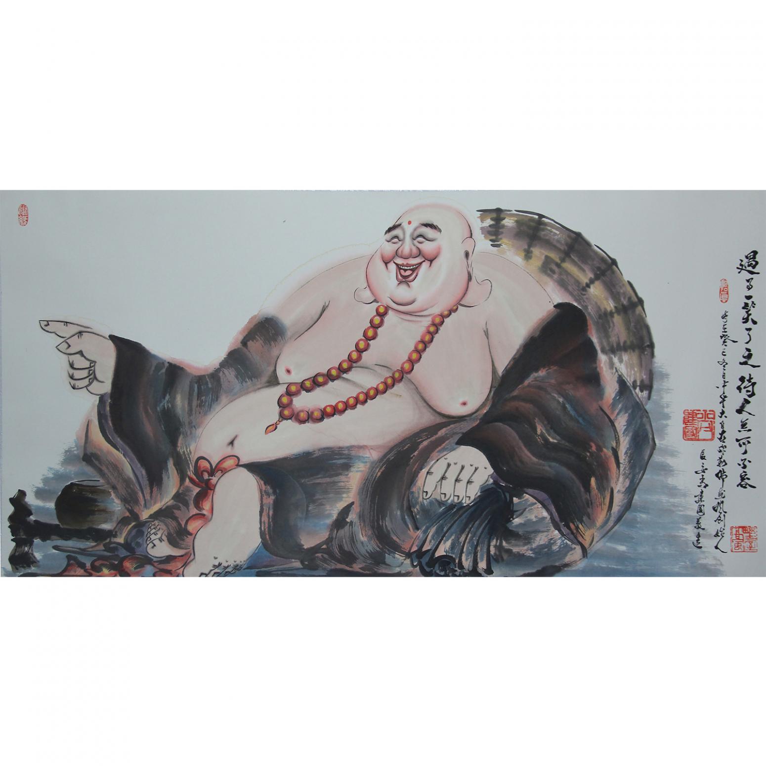 尚建国国画作品《【大自在弥勒佛96】作者尚建国》