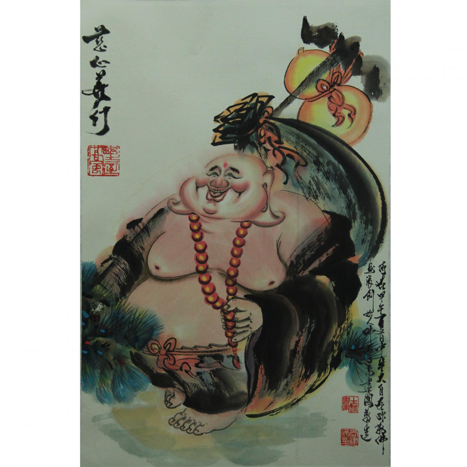 尚建国国画作品《【大自在弥勒佛86】作者尚建国》