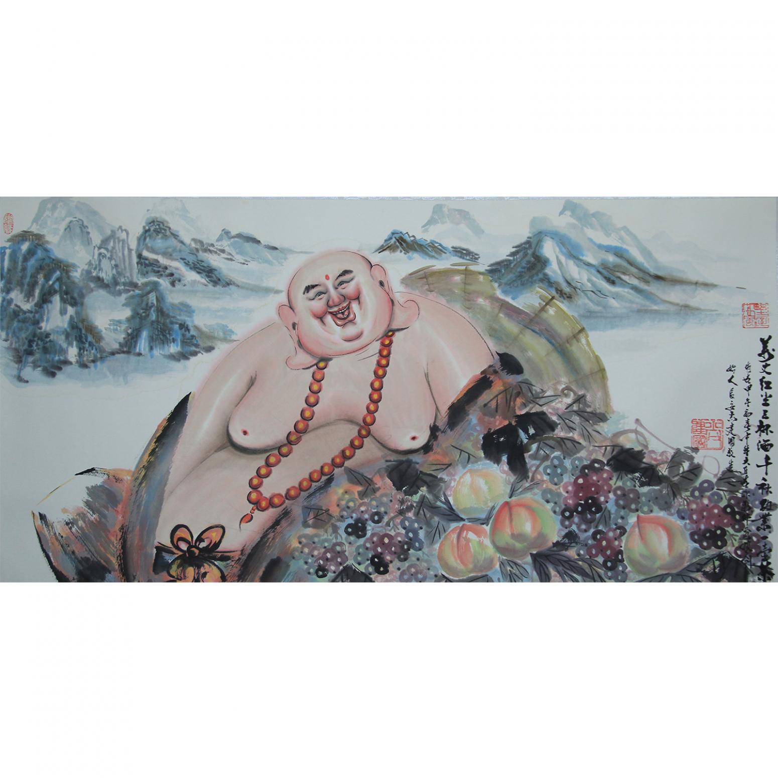 尚建国国画作品《【大自在弥勒佛88】作者尚建国》