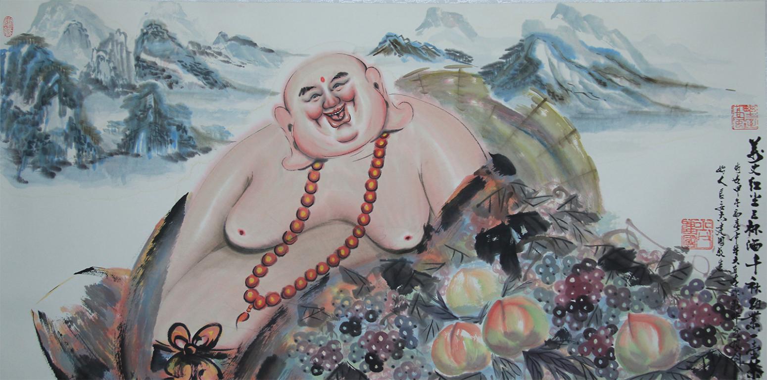 尚建国国画作品《【大自在弥勒佛88】作者尚建国》【图0】