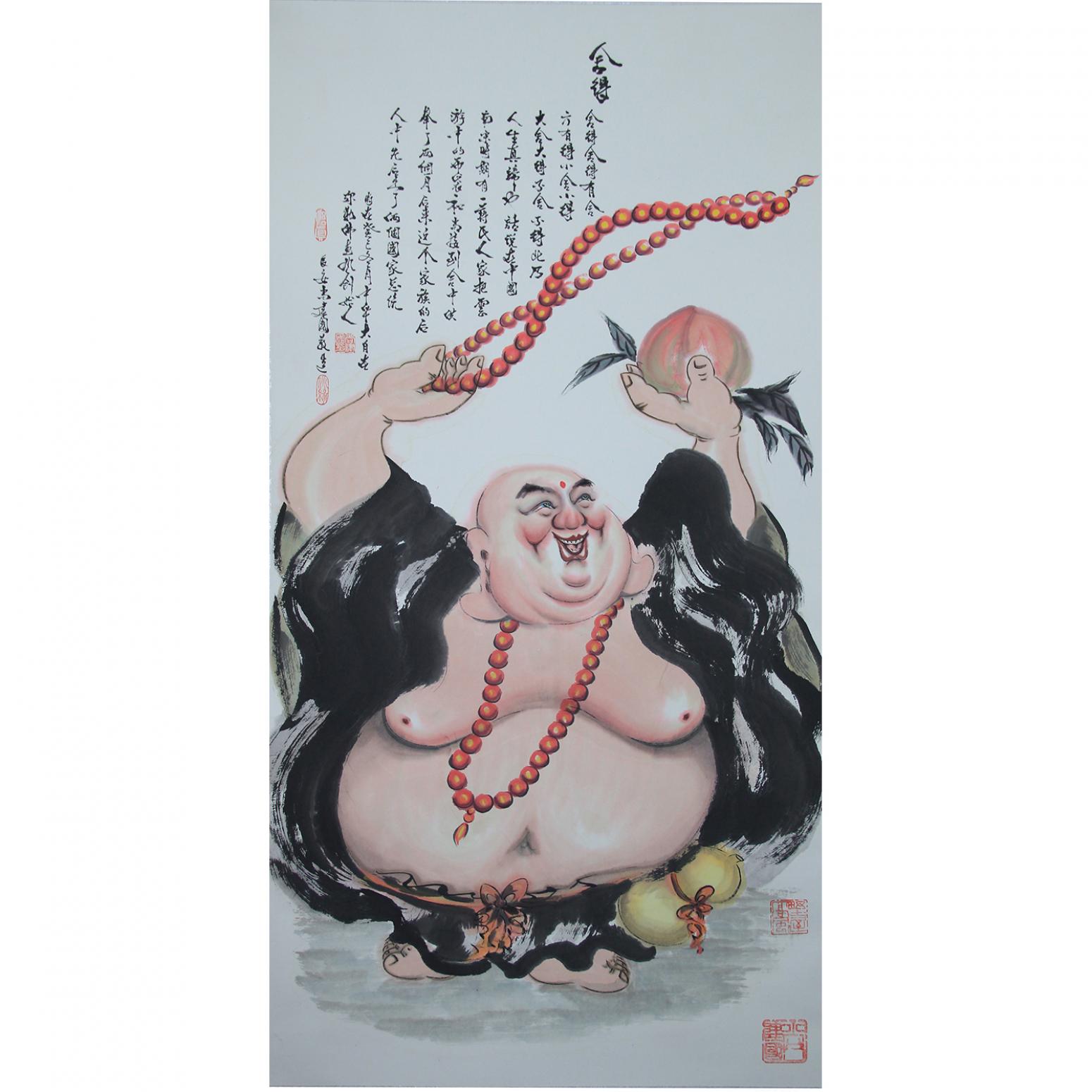 尚建国国画作品《【大自在弥勒佛90】作者尚建国》