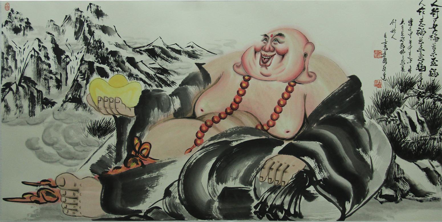 尚建国国画作品《【大自在弥勒佛94】作者尚建国》【图0】