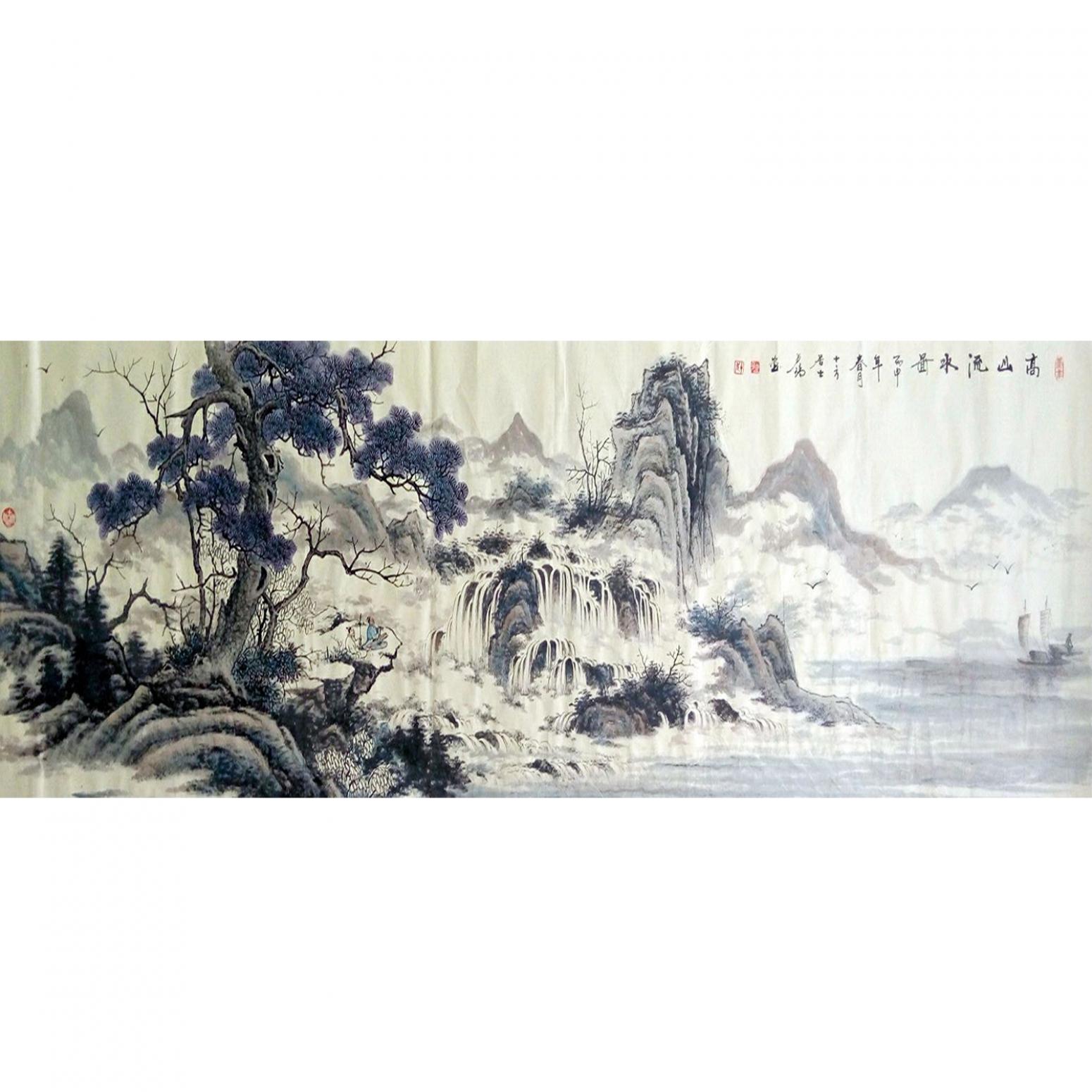 卢靖国画作品《【高山流水】作者卢靖》