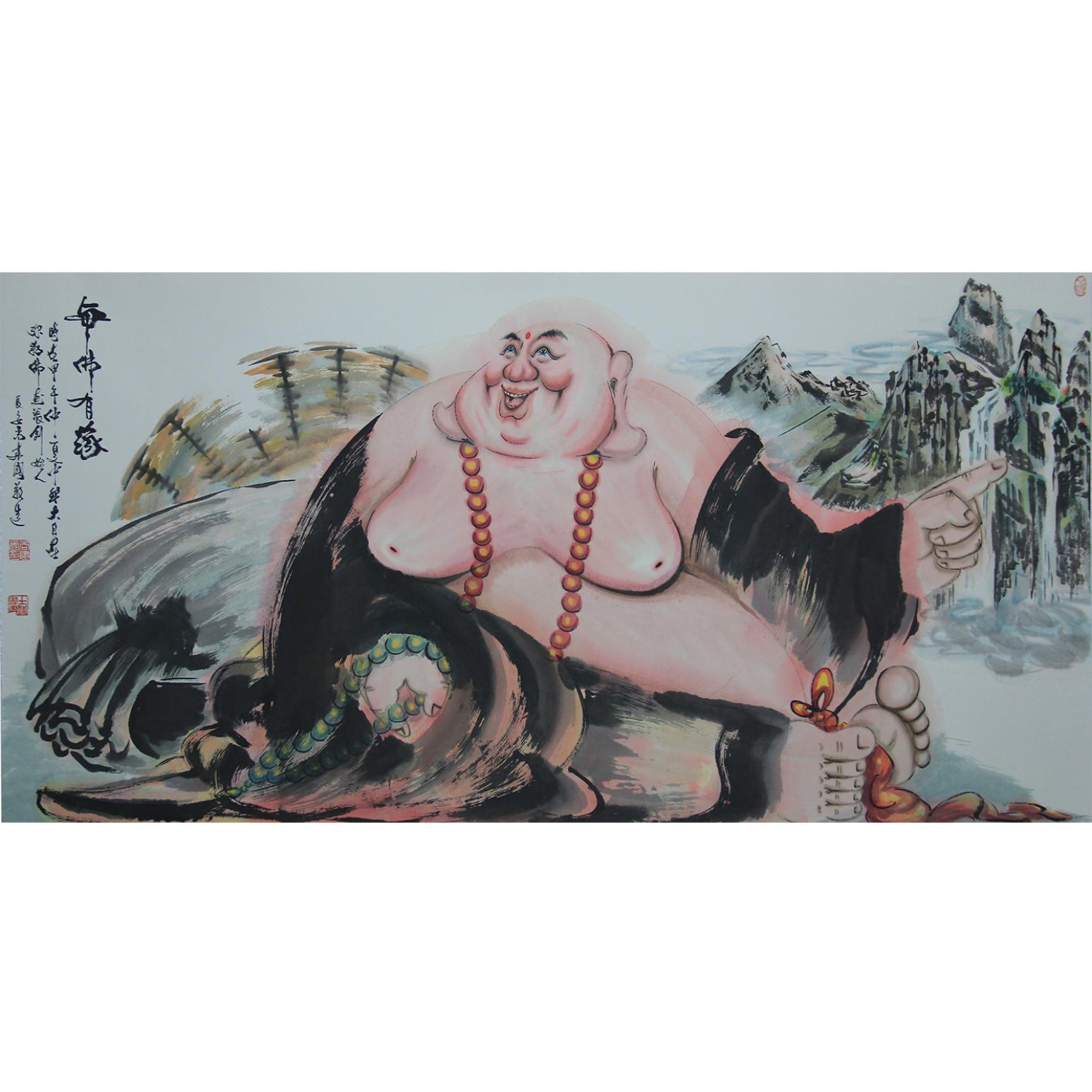 尚建国国画作品《【大自在弥勒佛97】作者尚建国》