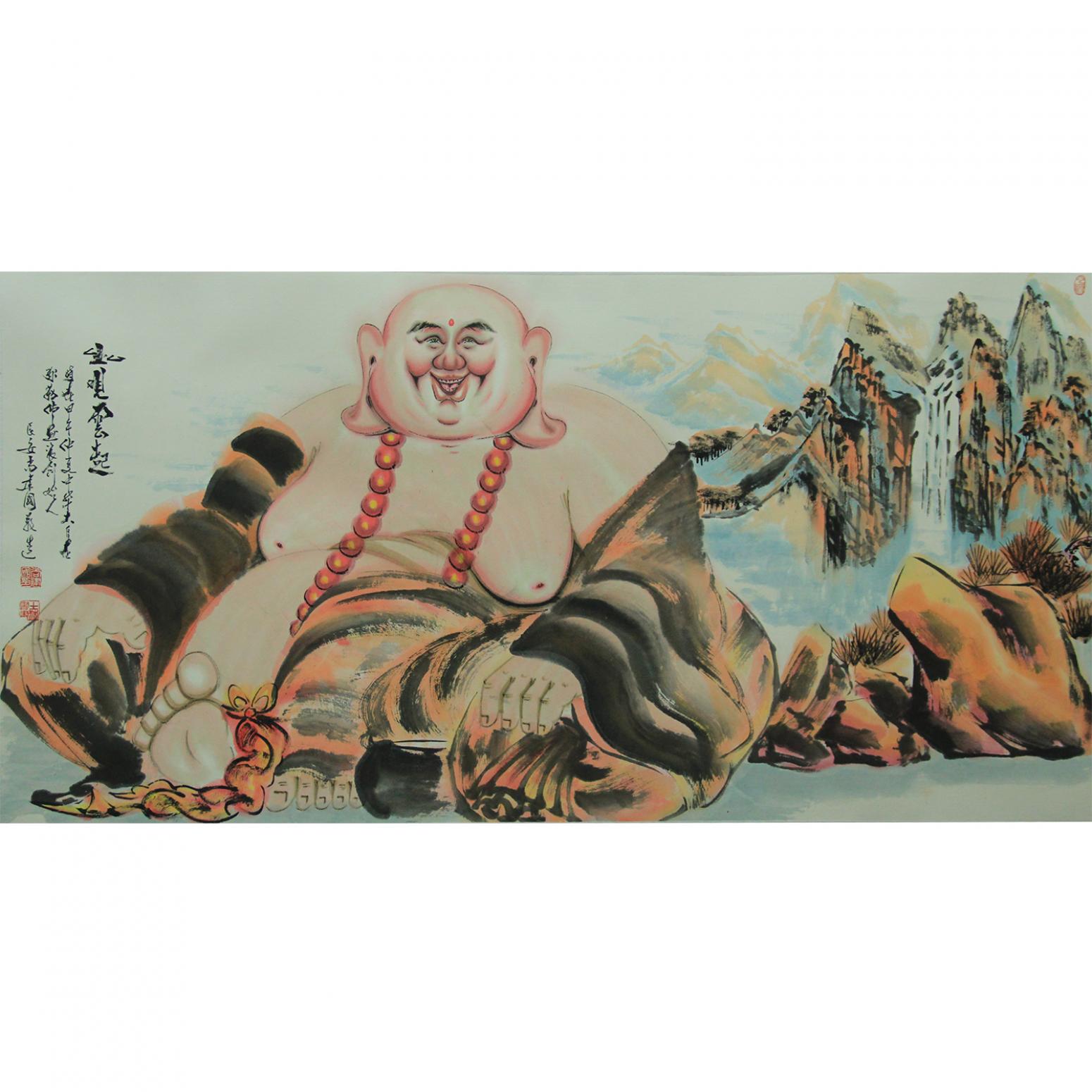 尚建国国画作品《【大自在弥勒佛98】作者尚建国》