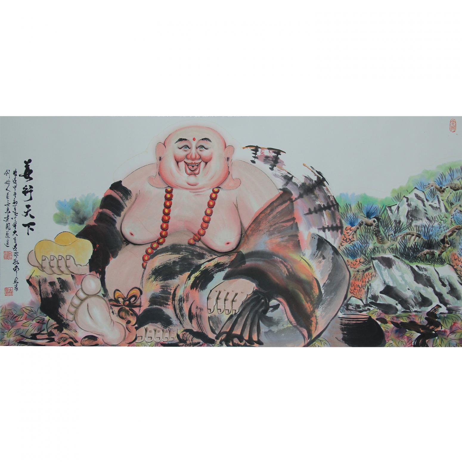 尚建国国画作品《【大自在弥勒佛99】作者尚建国》