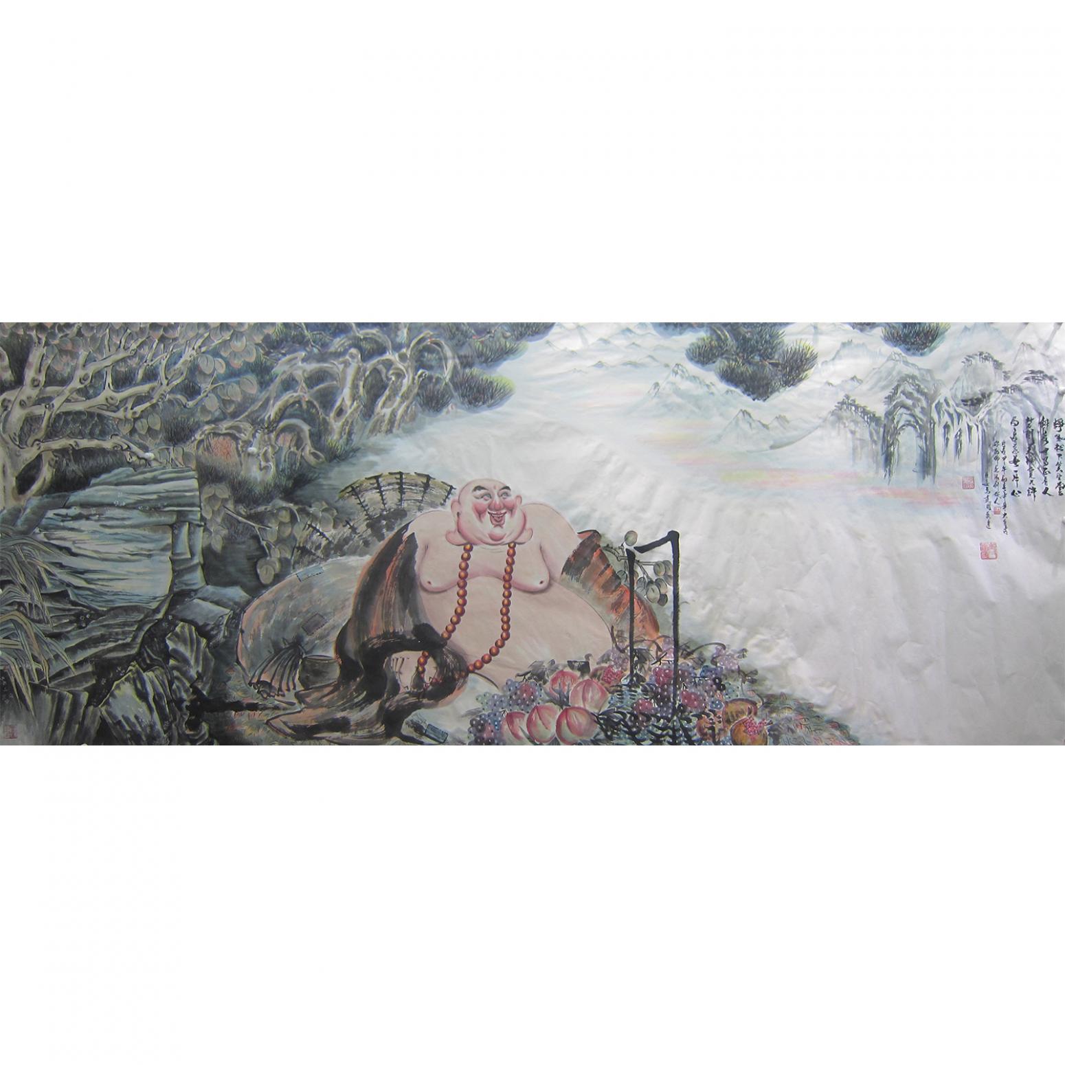 尚建国国画作品《【大自在弥勒佛100】作者尚建国》