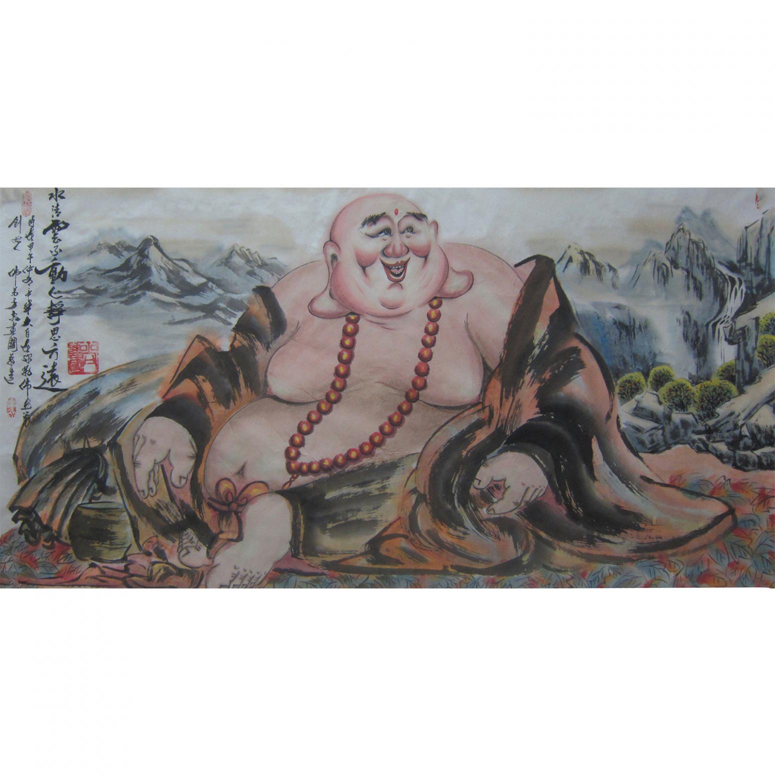 尚建国国画作品《【大自在弥勒佛102】作者尚建国》