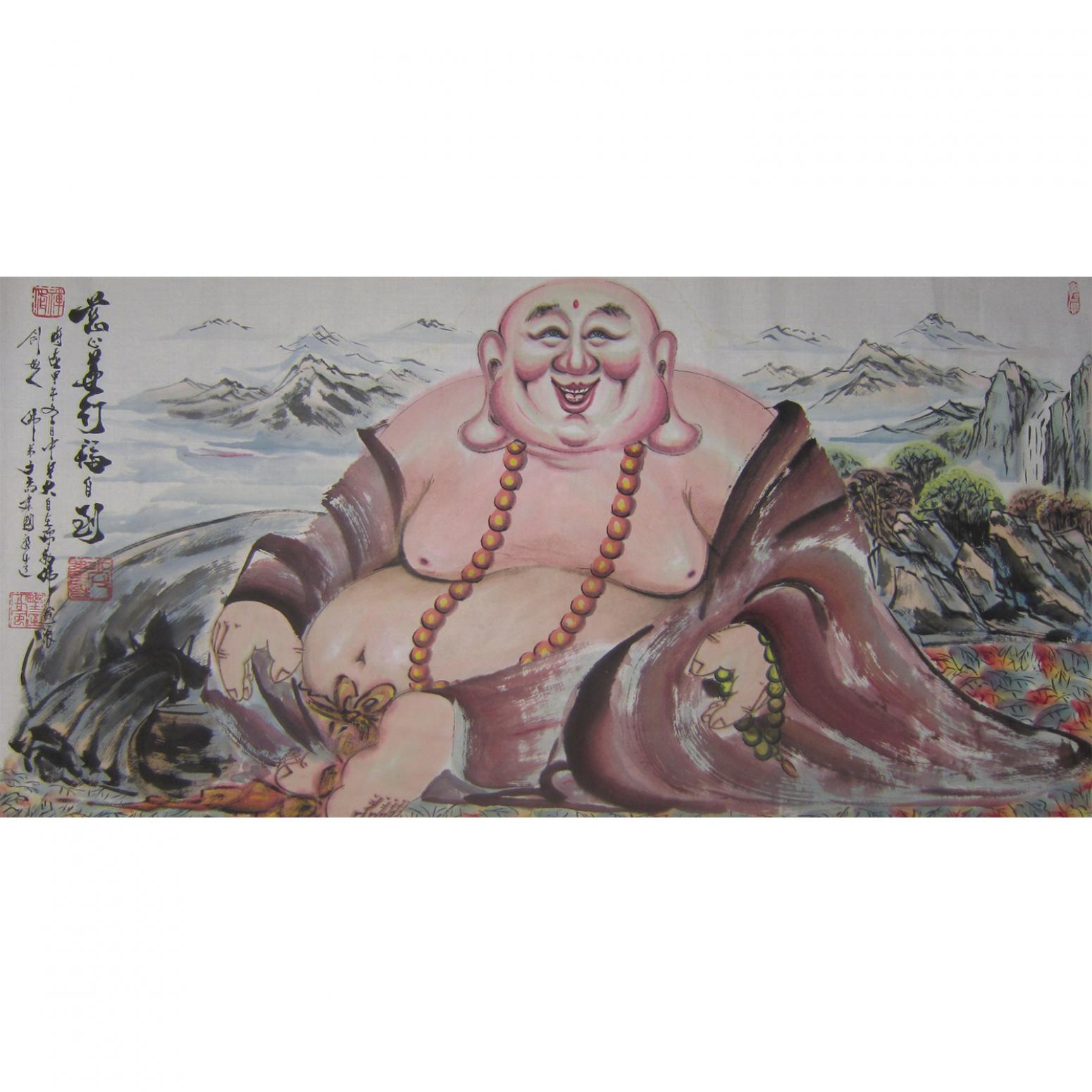 尚建国国画作品《【大自在弥勒佛104】作者尚建国》