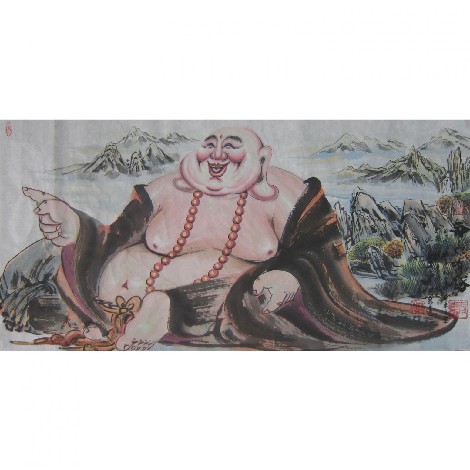 尚建国国画作品《【大自在弥勒佛105】作者尚建国》