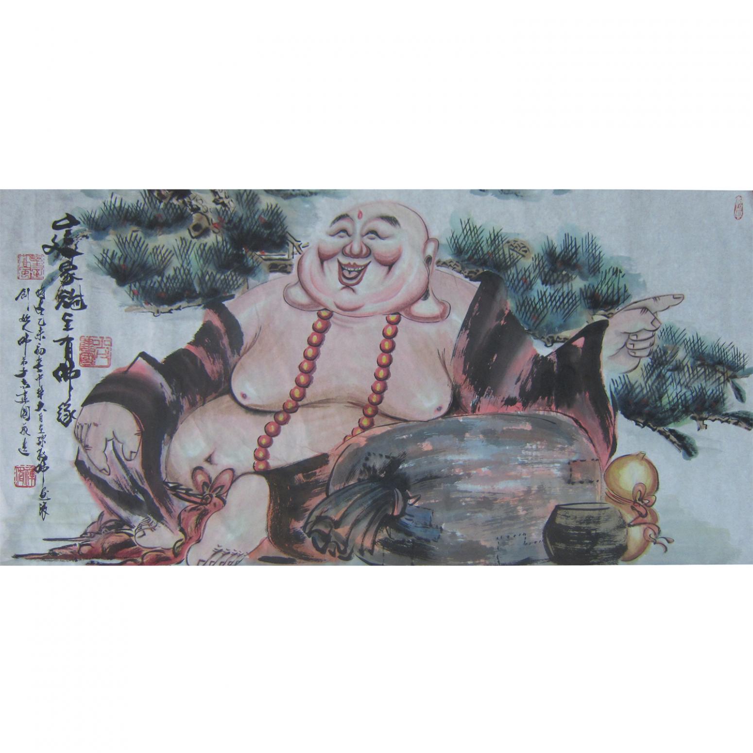 尚建国国画作品《【大自在弥勒佛106】作者尚建国》