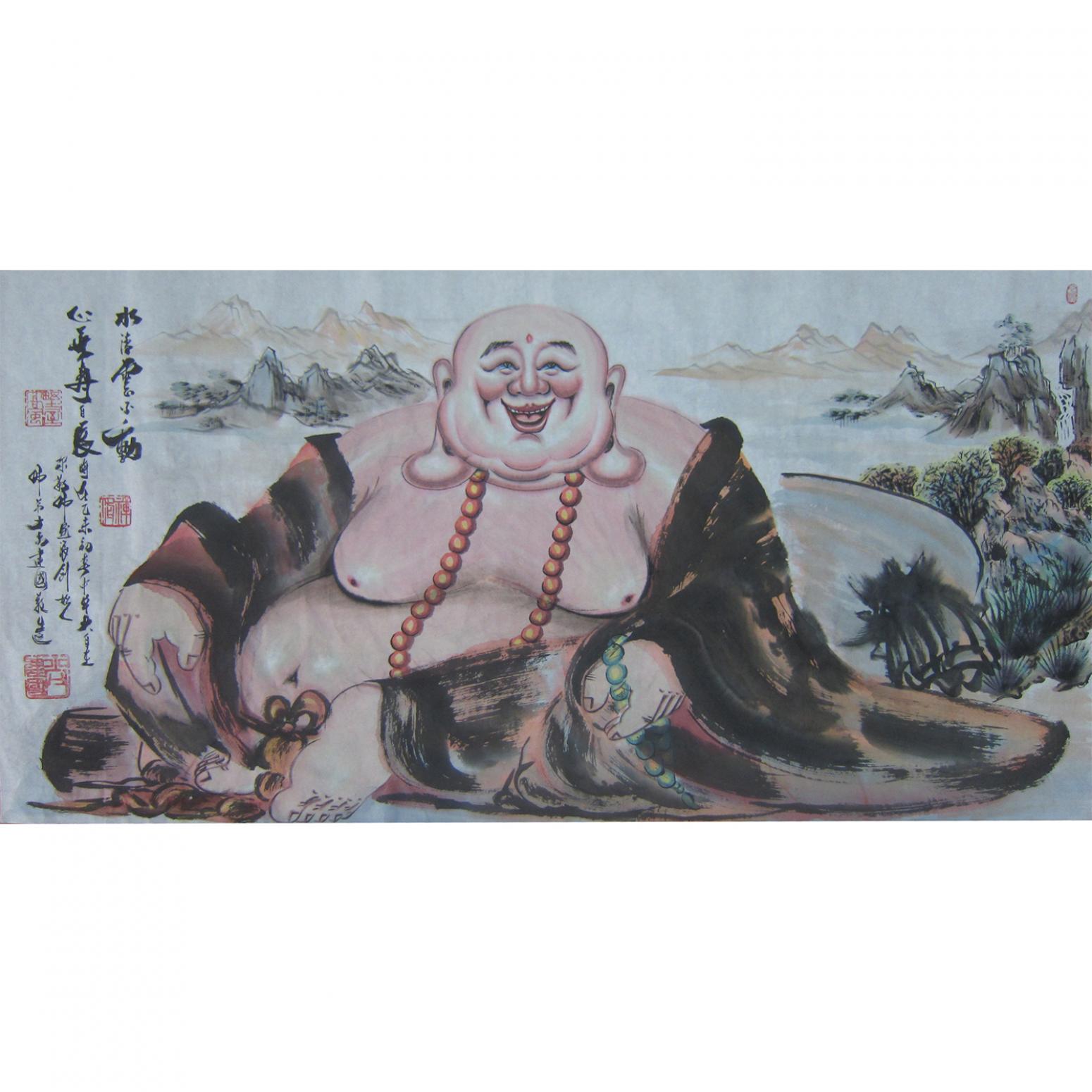 尚建国国画作品《【大自在弥勒佛107】作者尚建国》