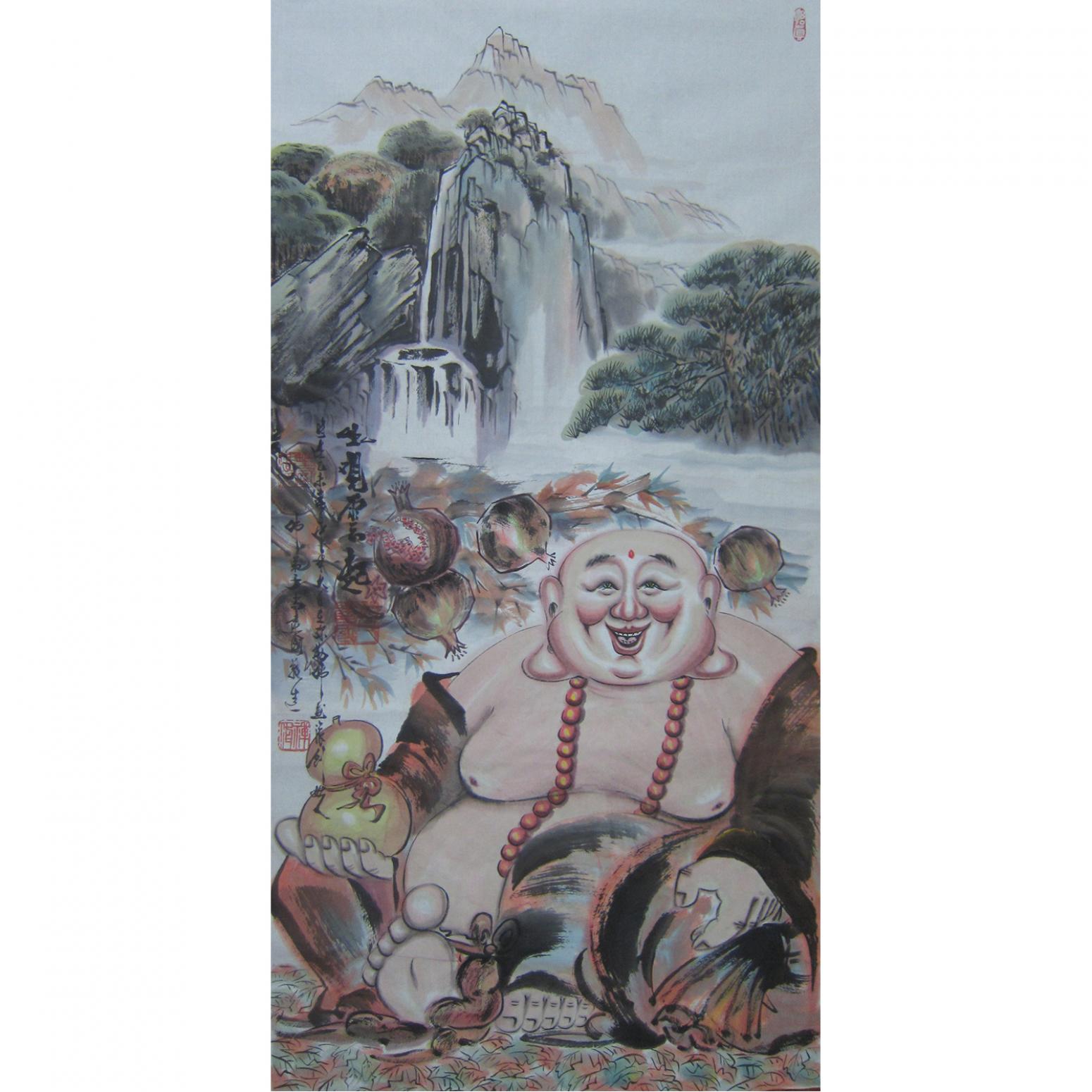 尚建国国画作品《【大自在弥勒佛111】作者尚建国》