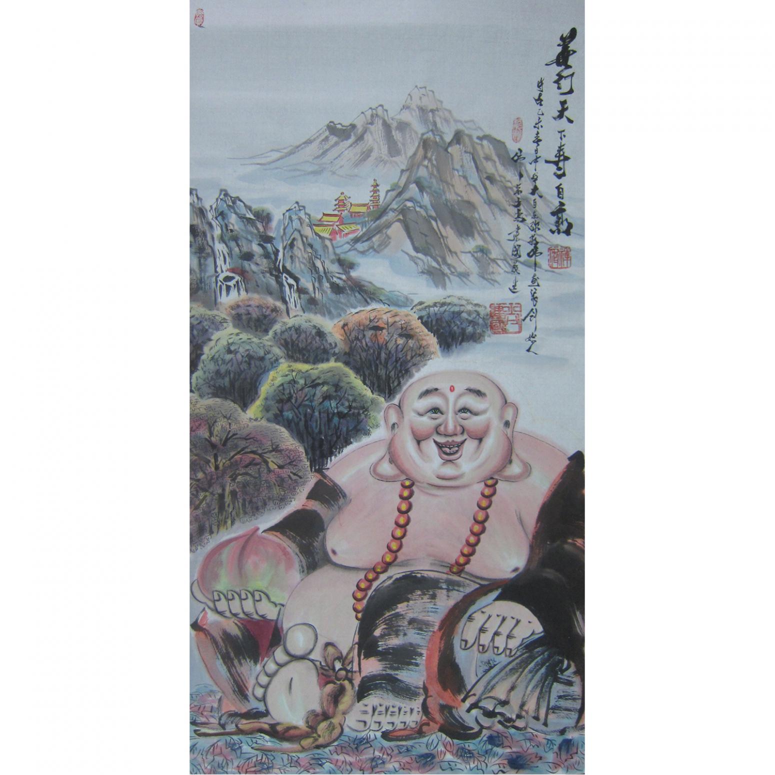 尚建国国画作品《【大自在弥勒佛112】作者尚建国》