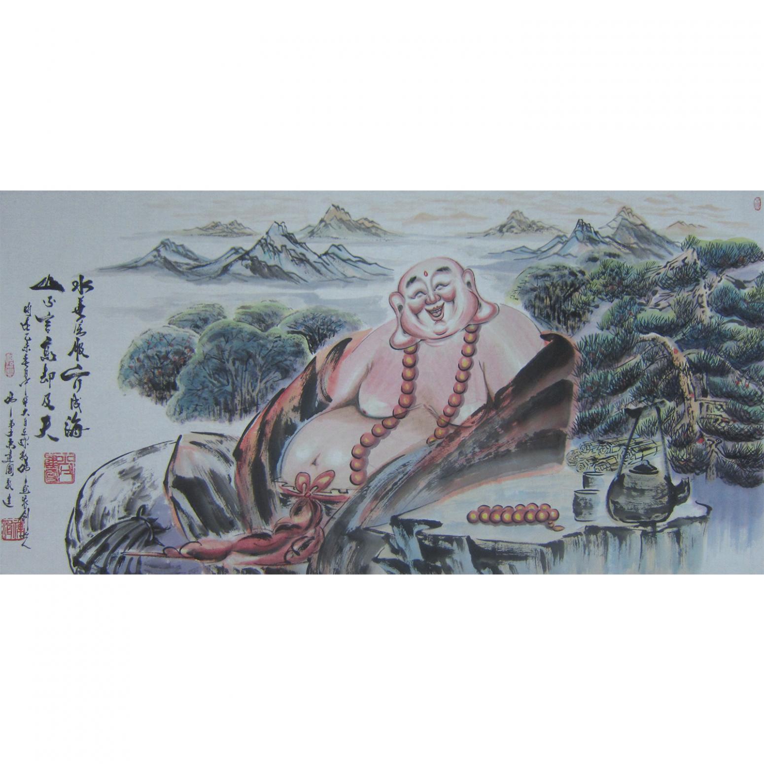 尚建国国画作品《【大自在弥勒佛113】作者尚建国》