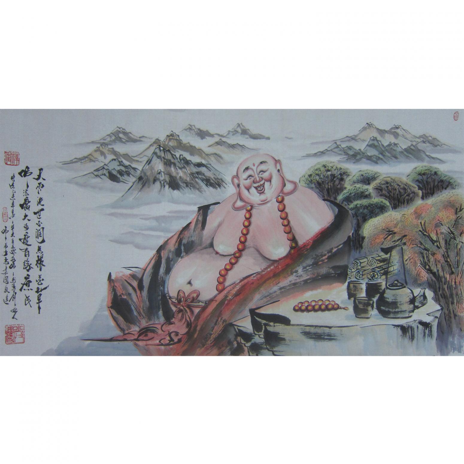 尚建国国画作品《【大自在弥勒佛114】作者尚建国》