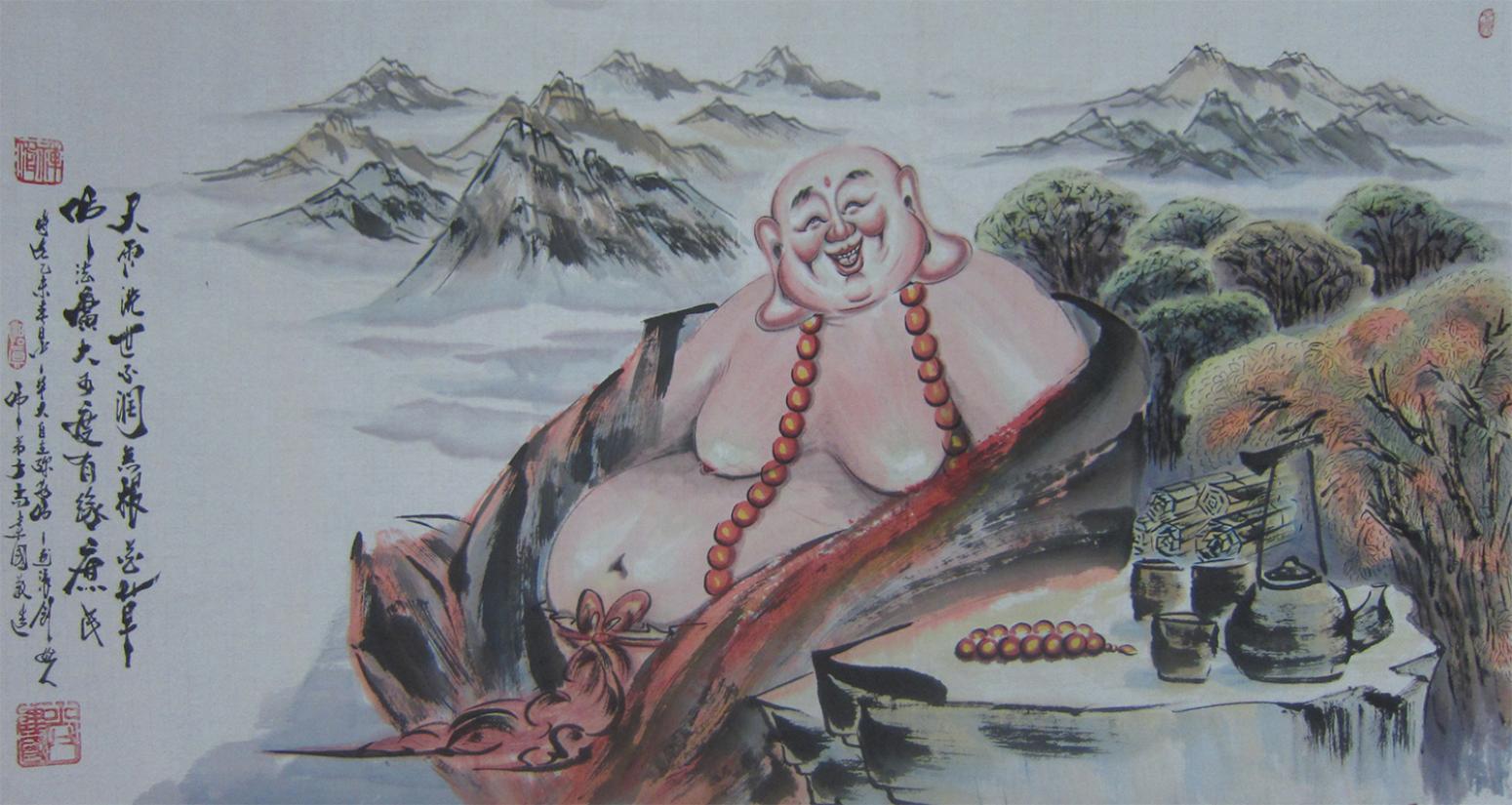 尚建国国画作品《【大自在弥勒佛114】作者尚建国》【图0】