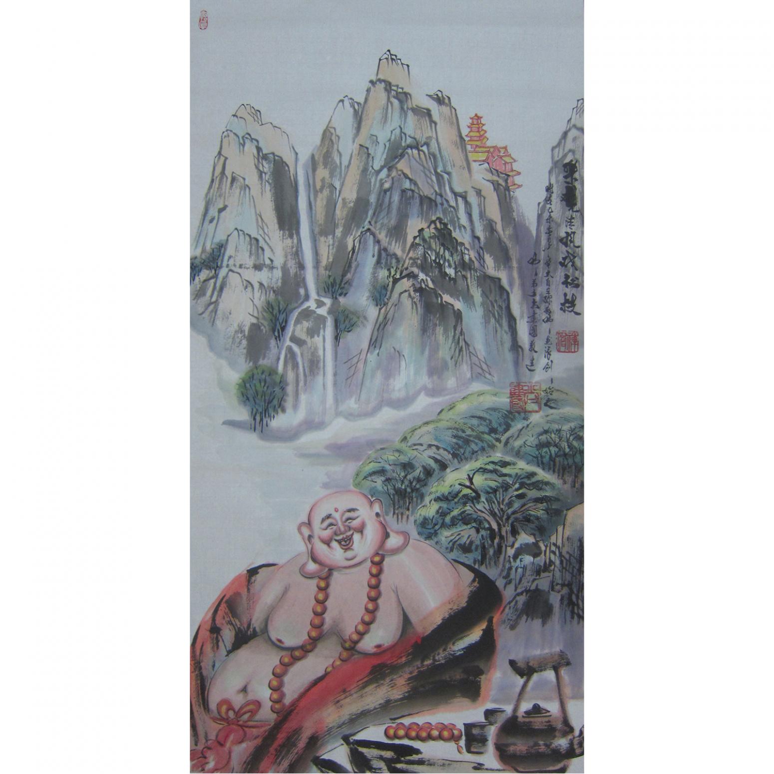 尚建国国画作品《【大自在弥勒佛115】作者尚建国》