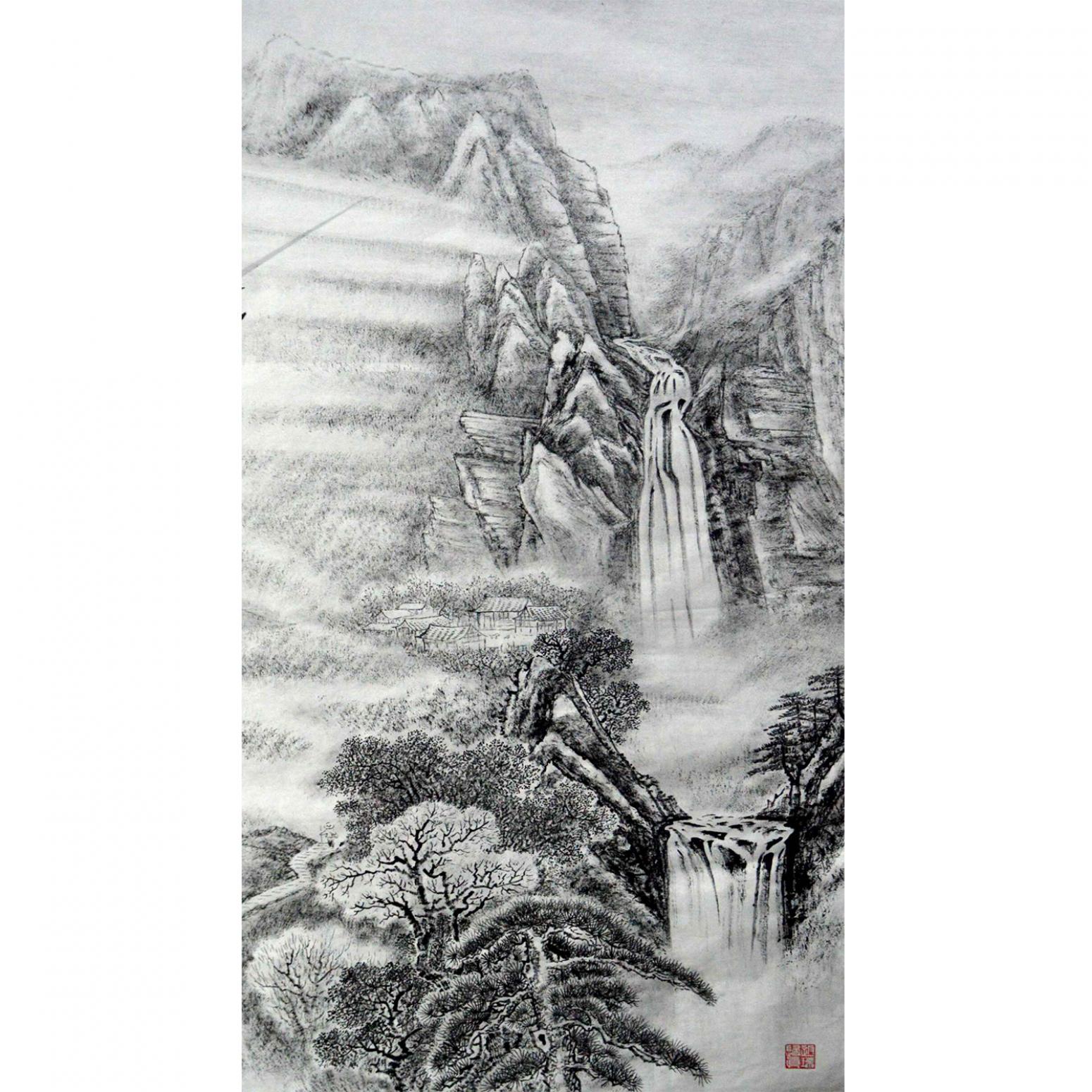 张跃川国画作品《【闲居深山】作者张跃川》