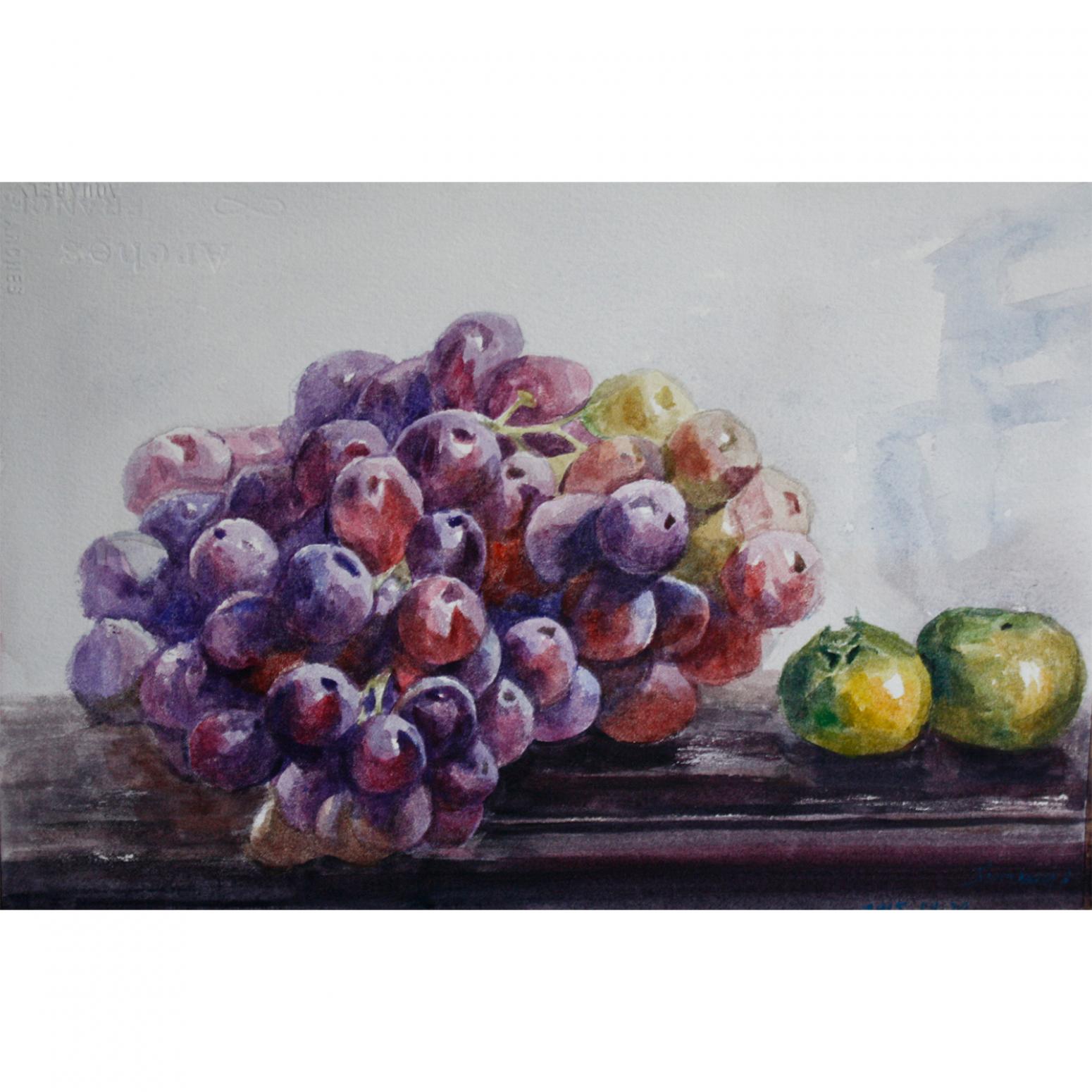 孙威国画作品《【葡萄与橘子】作者孙威》