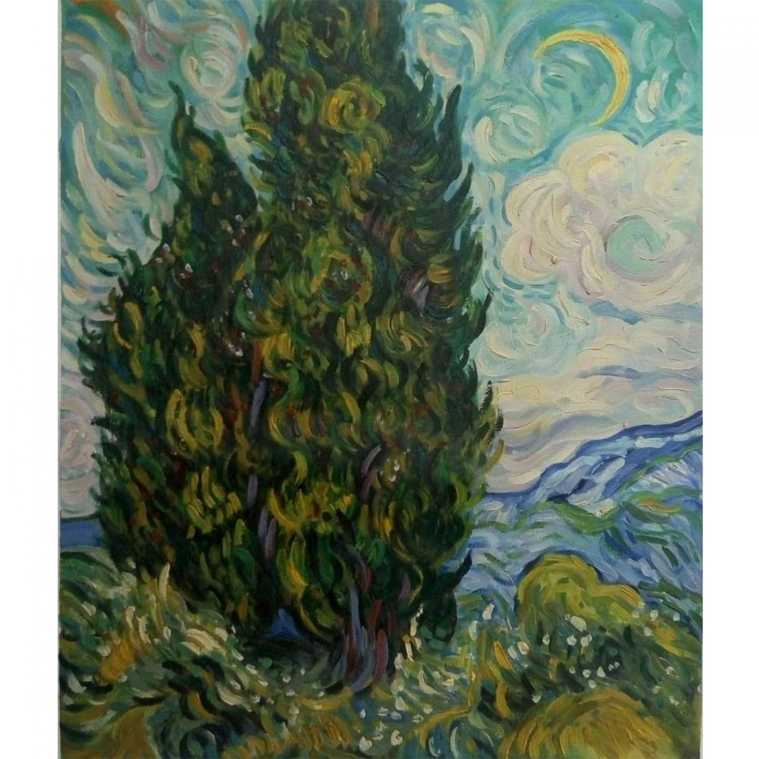 韦振华油画作品《【梵高风影】作者韦振华 临摹》