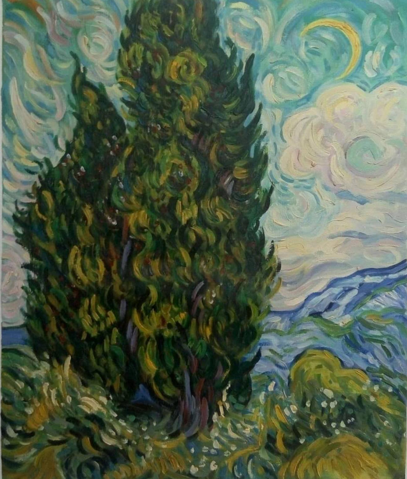 韦振华油画作品《【梵高风影】作者韦振华 临摹》【图0】