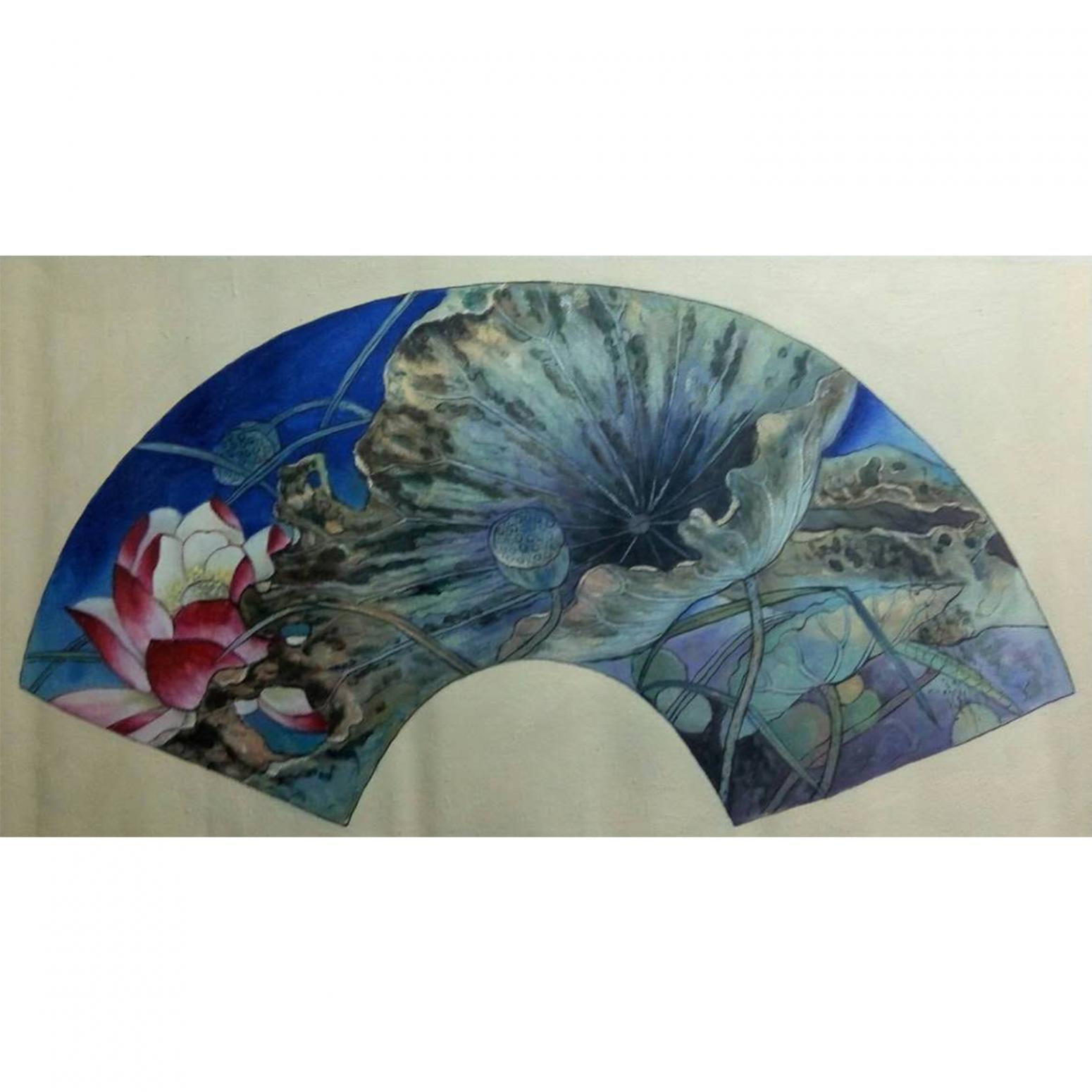 韦振华国画作品《【扇面】作者韦振华 临摹》