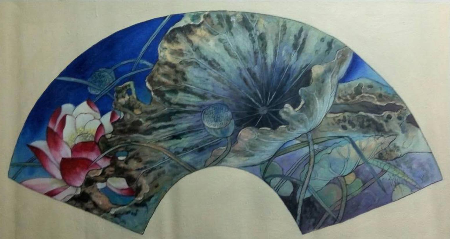 韦振华国画作品《【扇面】作者韦振华 临摹》【图0】