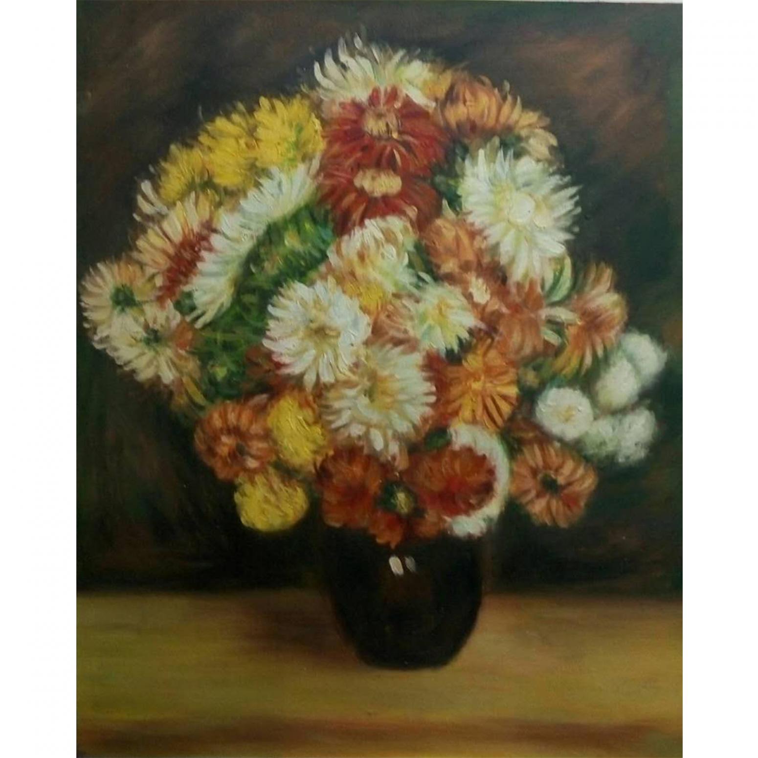 韦振华油画作品《【菊花】作者韦振华 临摹》